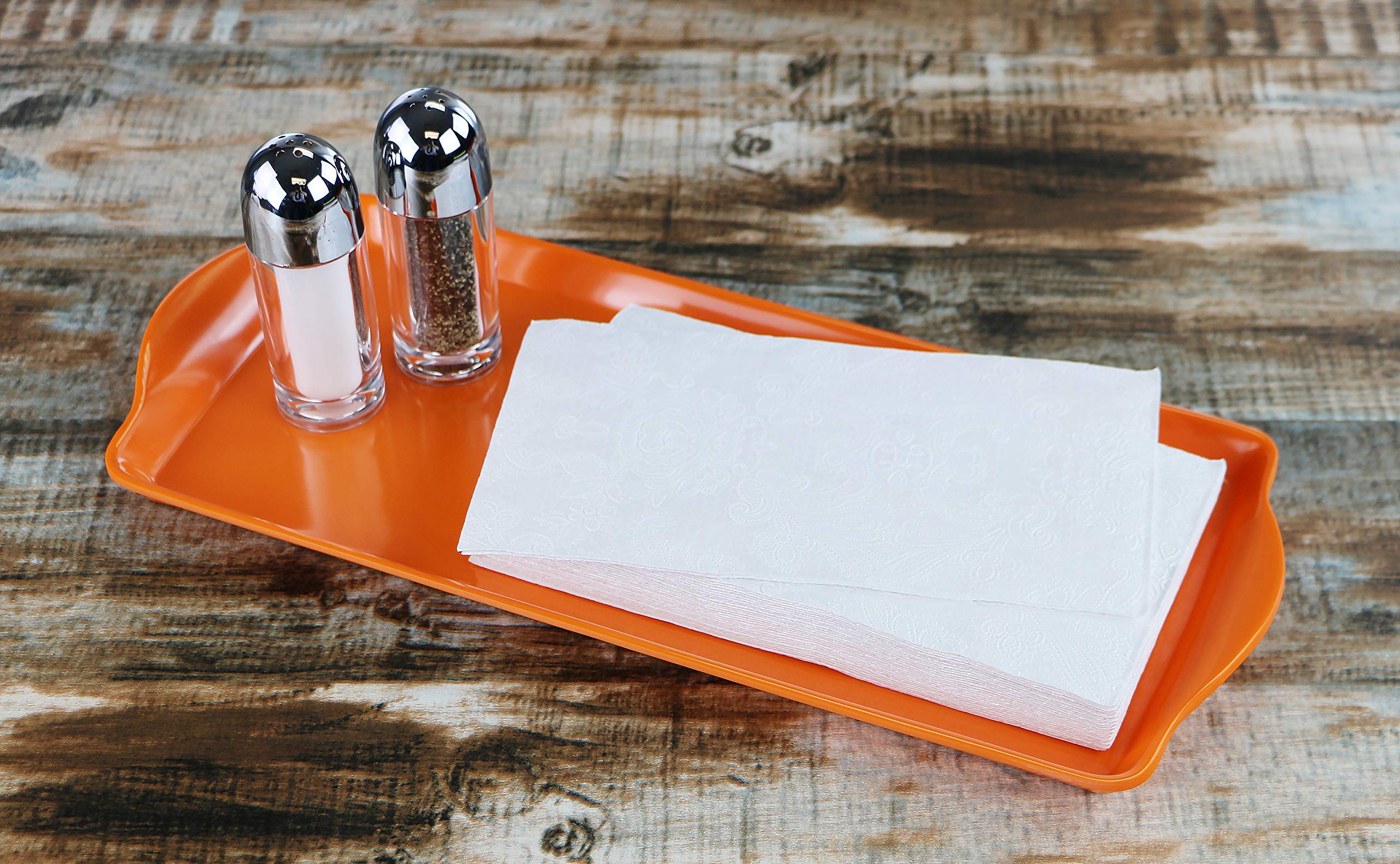 Calypso Basics Melamine Plastic Tidbit Bpa-Free, Food Safe, Multipurpose Platter Serving Tray, Bathroom/Table Organizer, Orange