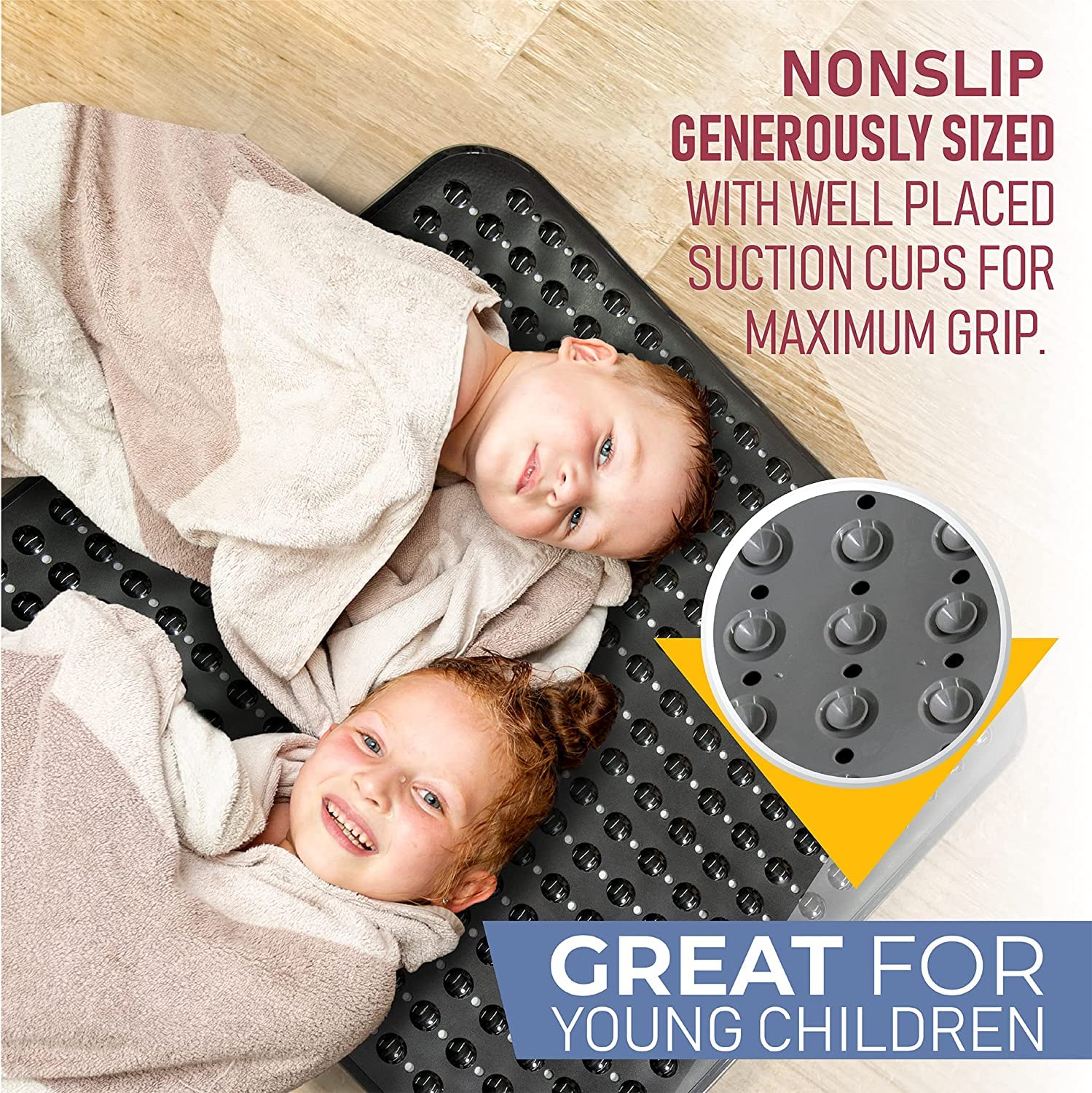 Enkosi Extra Large Square Non Slip Shower Mat - 31 X 31-Inch Xl Bathroom Shower Mat - Square Shower Matts For Shower Stall Floor