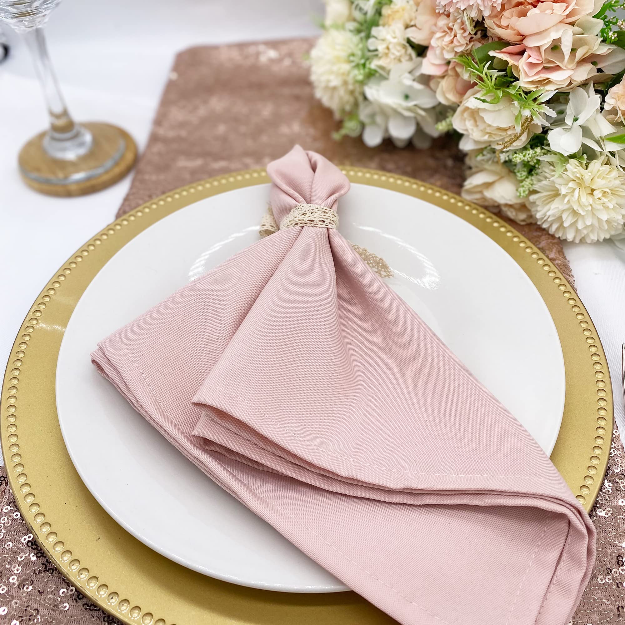 Your Chair Covers Cloth Polyester Napkins, 20 X 20 Inch, Washable Dinner Fabric Linen Napkins With Hemmed Edges For Restaurant,