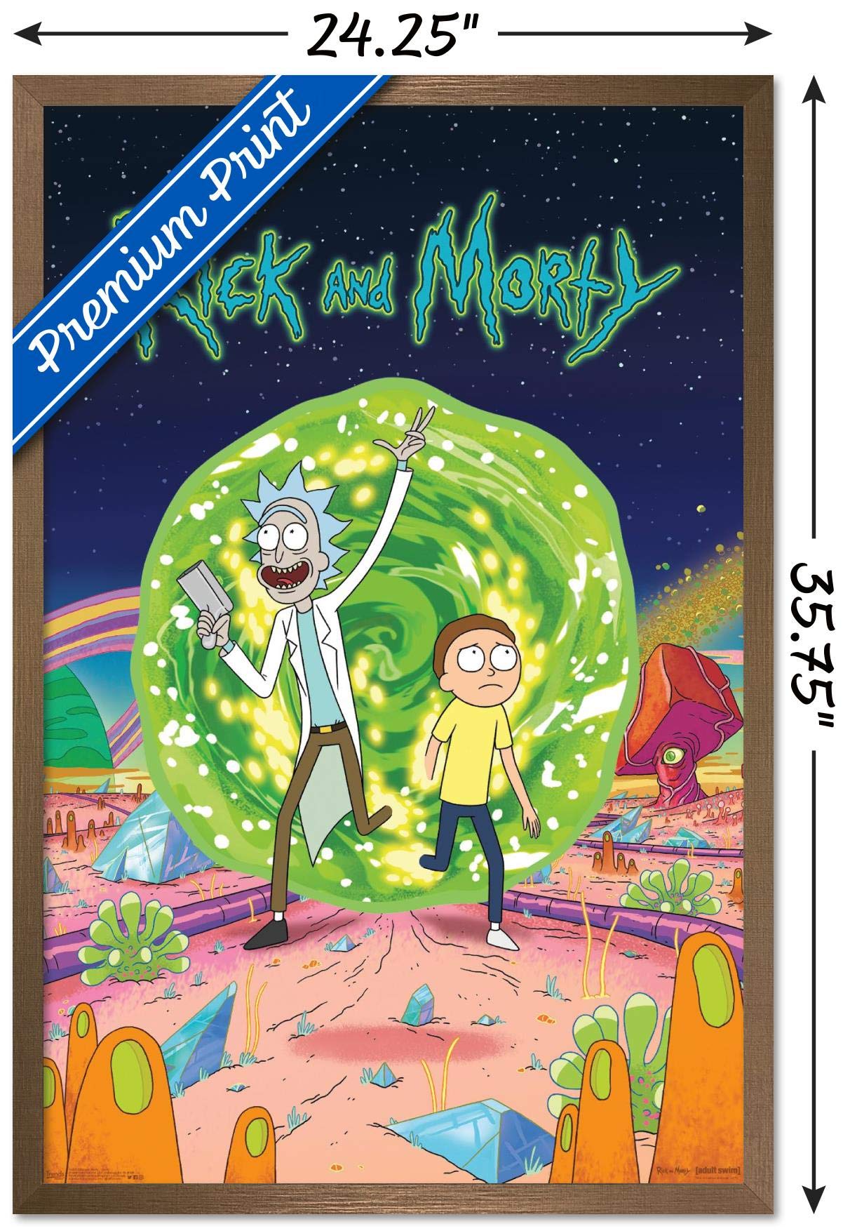 Trends International Rick And Morty - Cover Wall Poster, 22.375'' X 34'', Bronze Framed Version