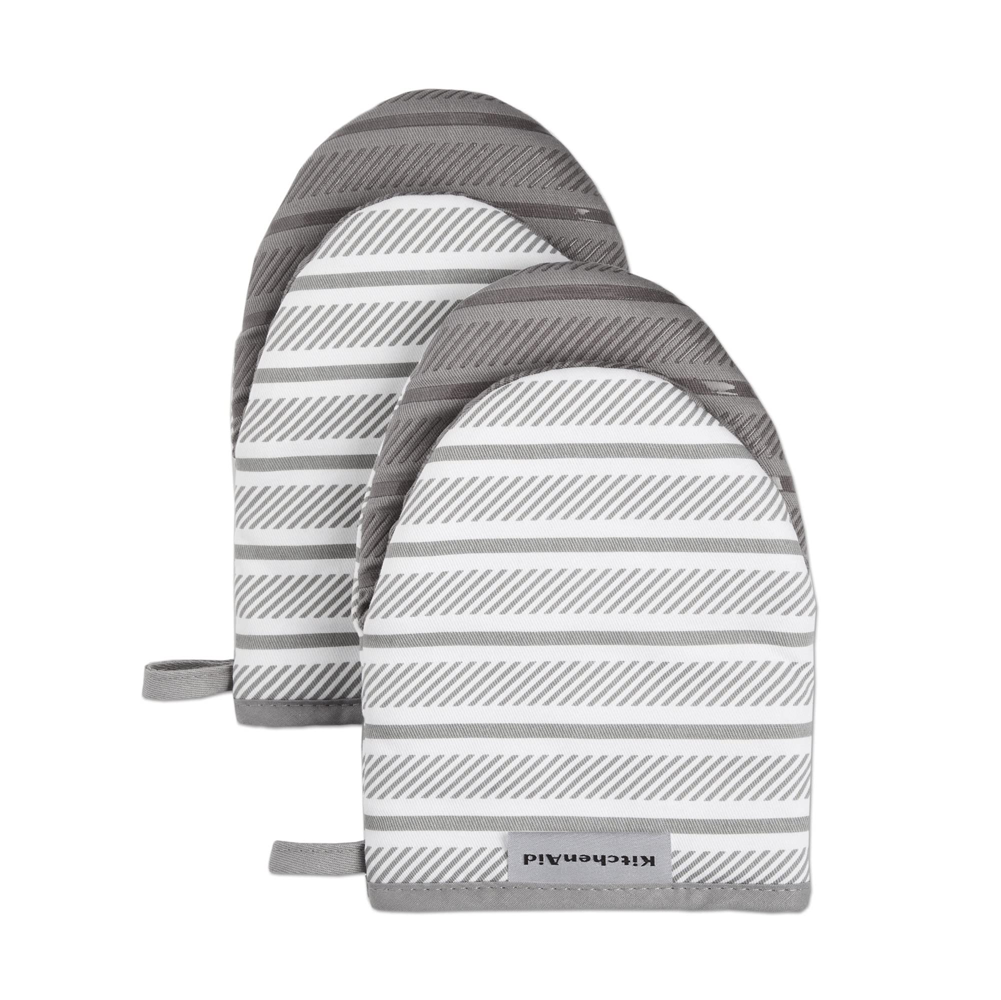 KitchenAid Albany Mini Oven Mitt 2-Pack Set, Grey, 5.5x8