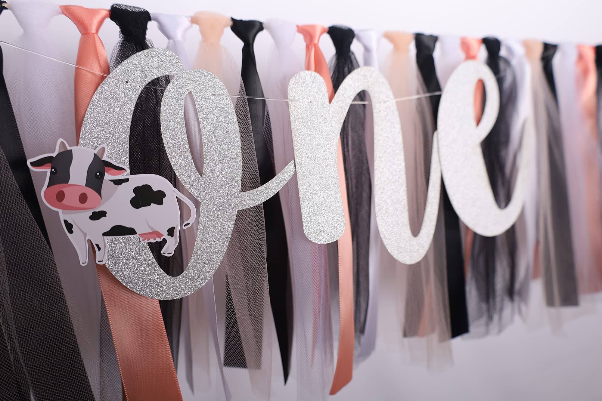 Holy Cow I'M One Banner Birthday Decorations Girl - 1St First Highchair Birthday Banner, High Chair Fabric Garland Party Supplie