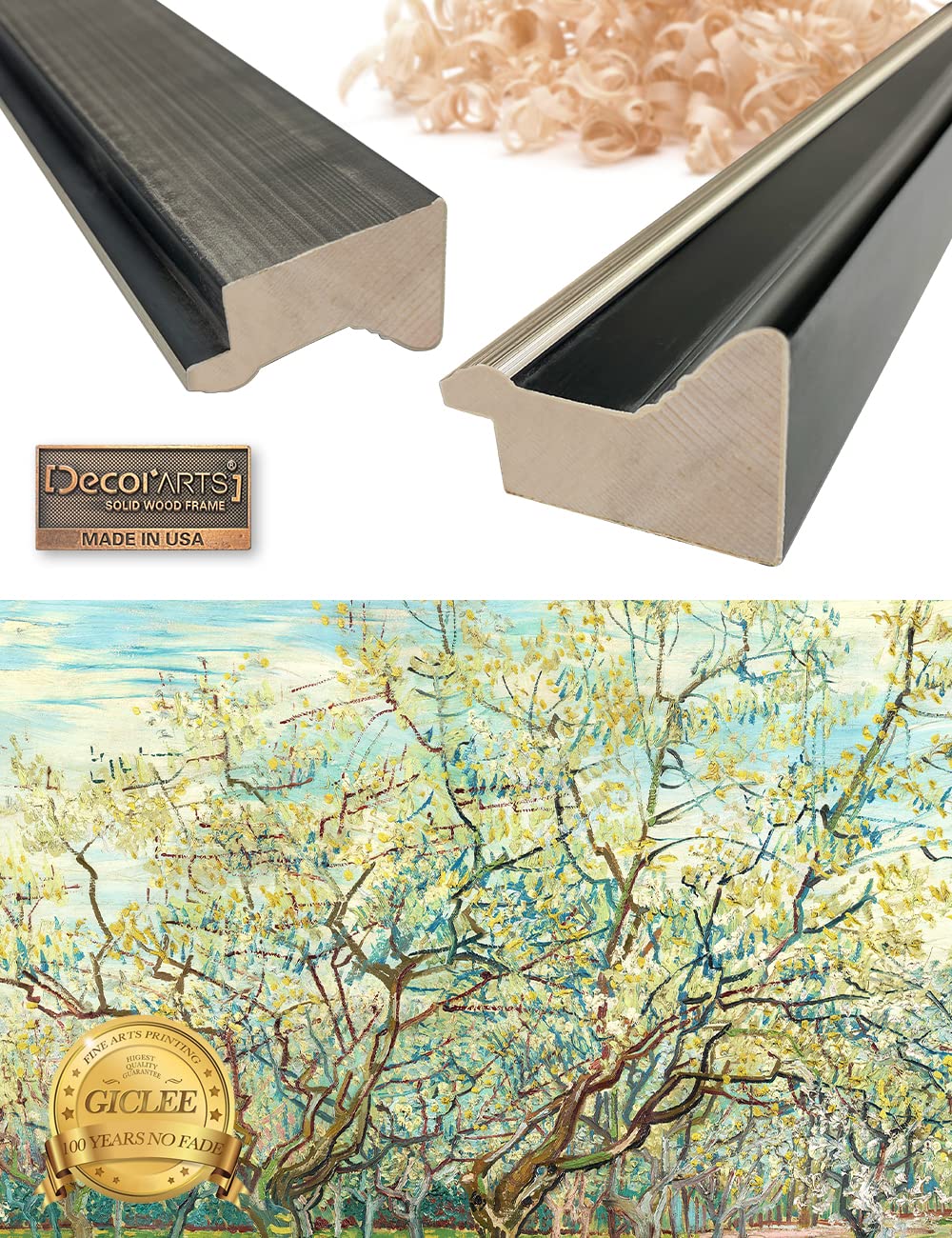 Decorarts - The White Orchard By Vincent Van Gogh. Giclee Print Art Reproduction With Matching Solid Wood Frame In Classical Sty