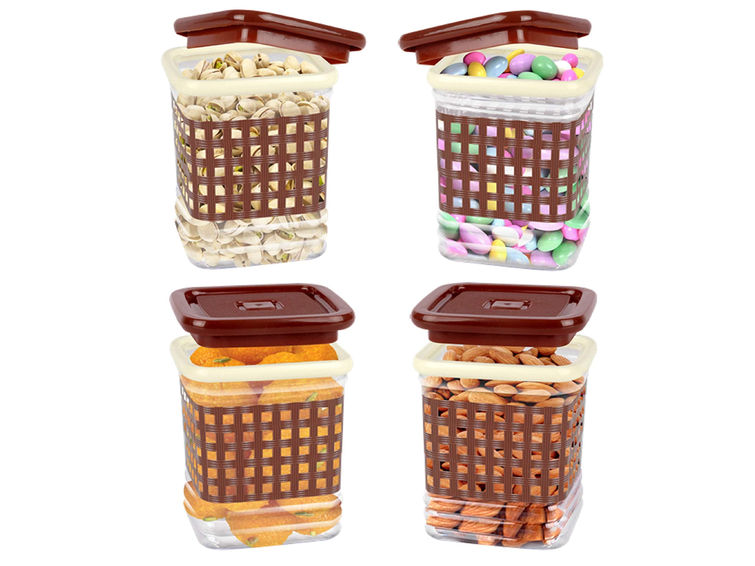 Porpoise Airtight Storage Container Set Of 4 750 Ml Kitchen Jar With Lid For Spice Dry Fruit Snack Food Storage Containers Trans