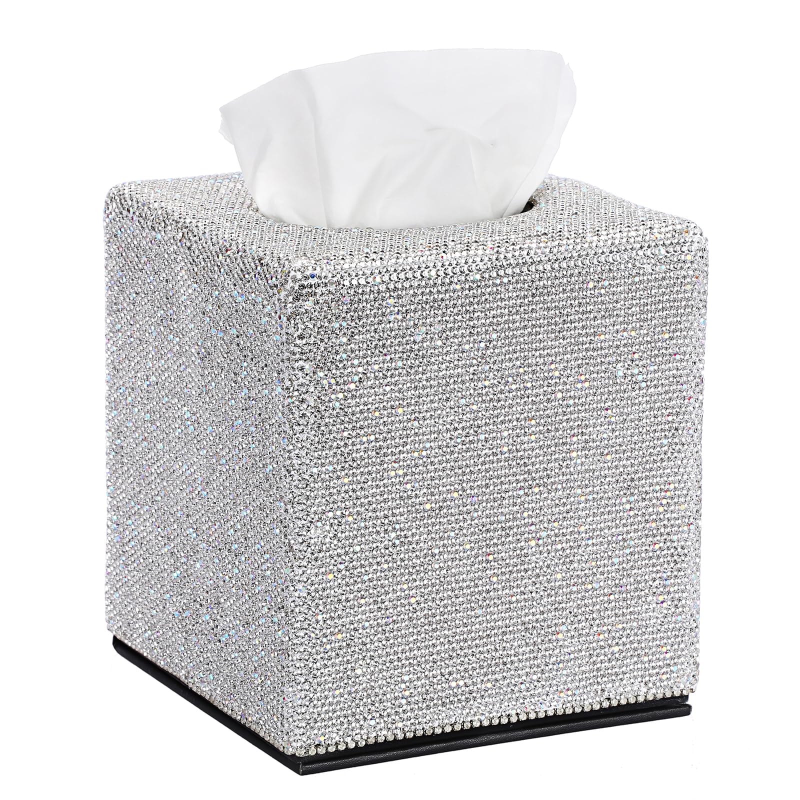 Sumnacon Tissue Box Cover Bling Square Tissue Box For Bathroom Sparkling Cube Tissue Box Holder With Magnetic Gorgeous Tissue Ho