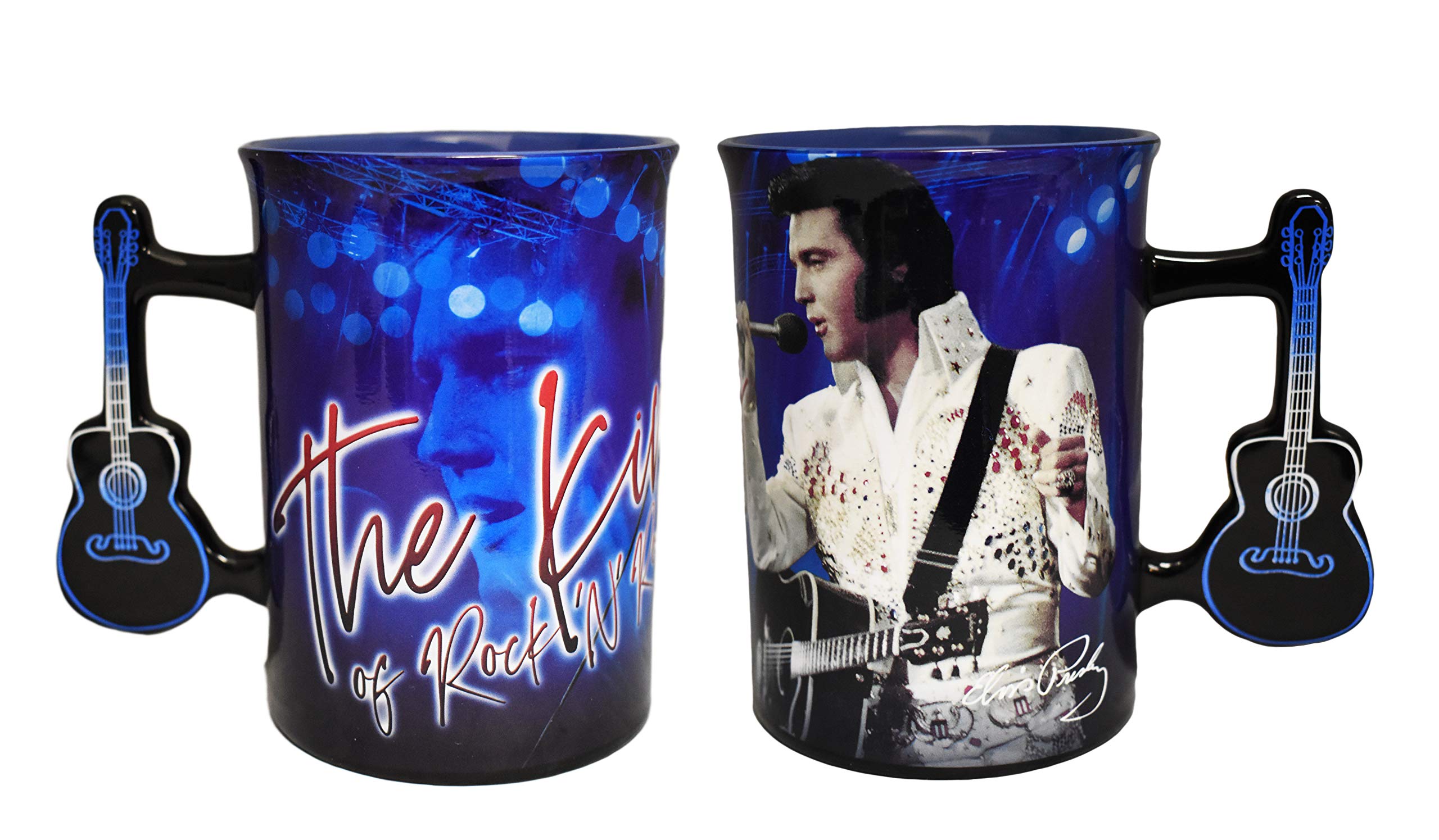 Midsouth Products Ceramic Elvis Mug With Guitar Handle - White Jumpsuit, 16 Fluid Ounce