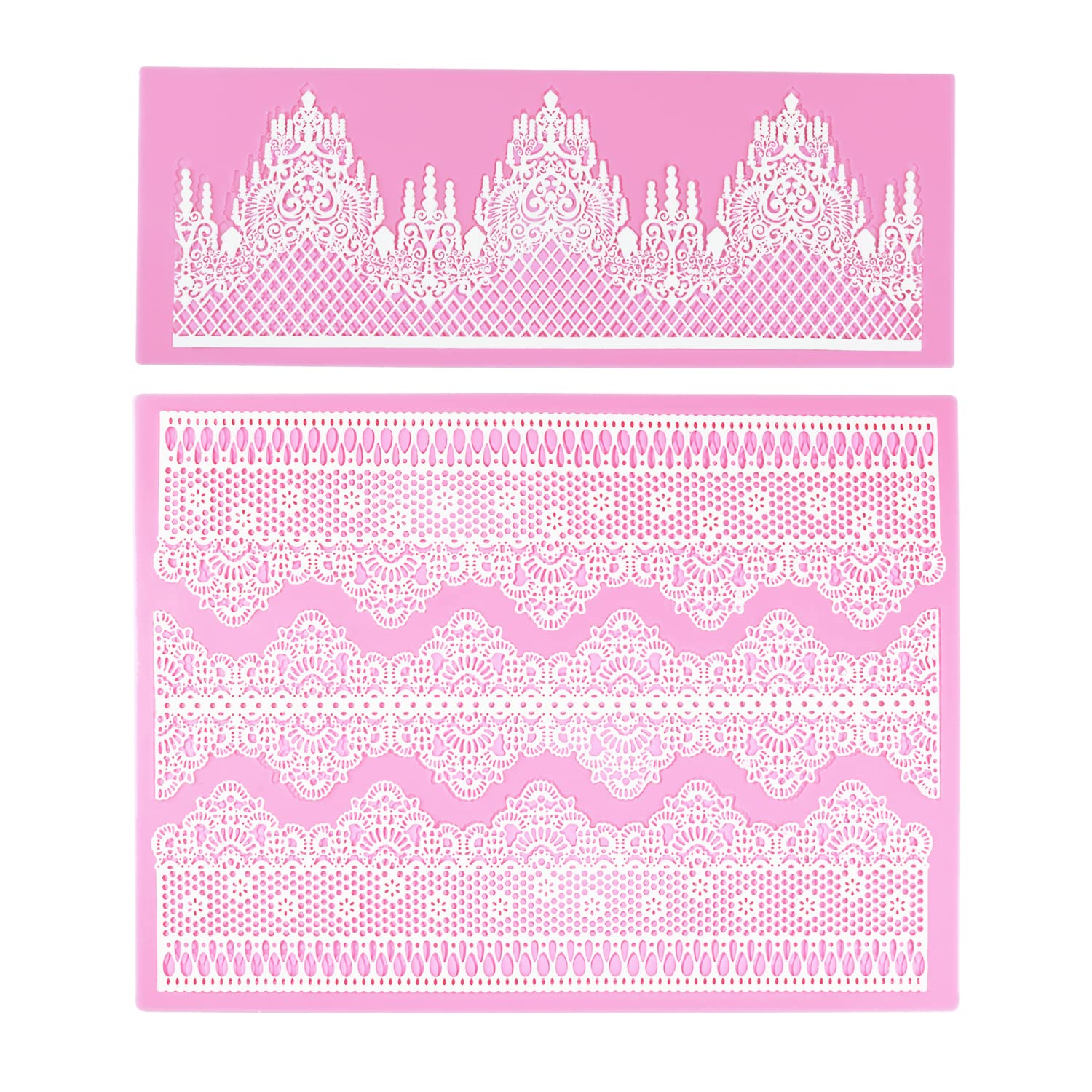 Embossing Lace Fondant Molds, Multi Circle Flowers Lace Mat Wedding Cake Decoration Tool, Rattan Shaped Cupcake Mat Silicone Mol