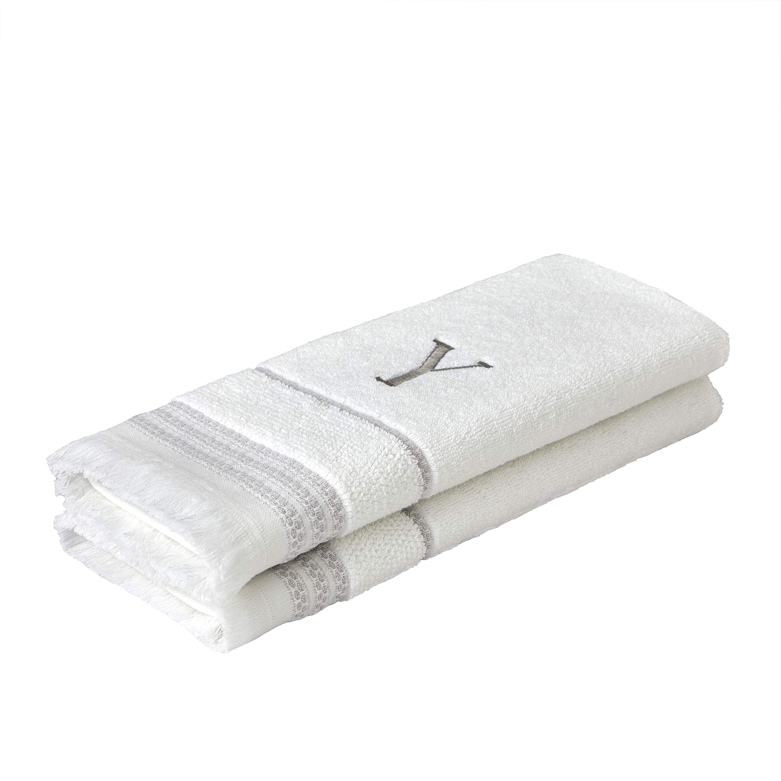 Skl Home Casual Monogram Hand Towel Set, Y, 16X26, White 2 Count
