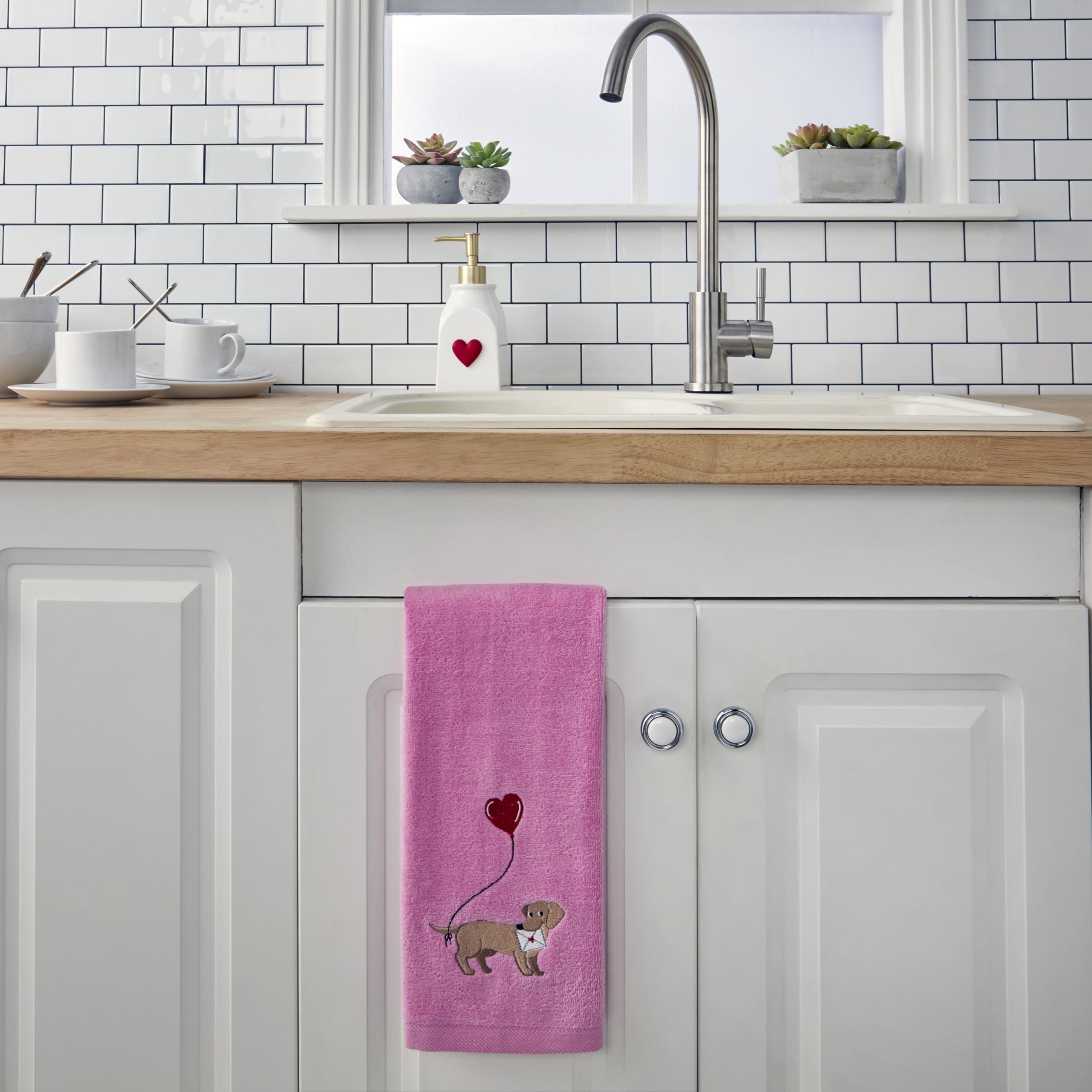 Skl Home Valentine Dachshund Hand Towel Set, 2 Count