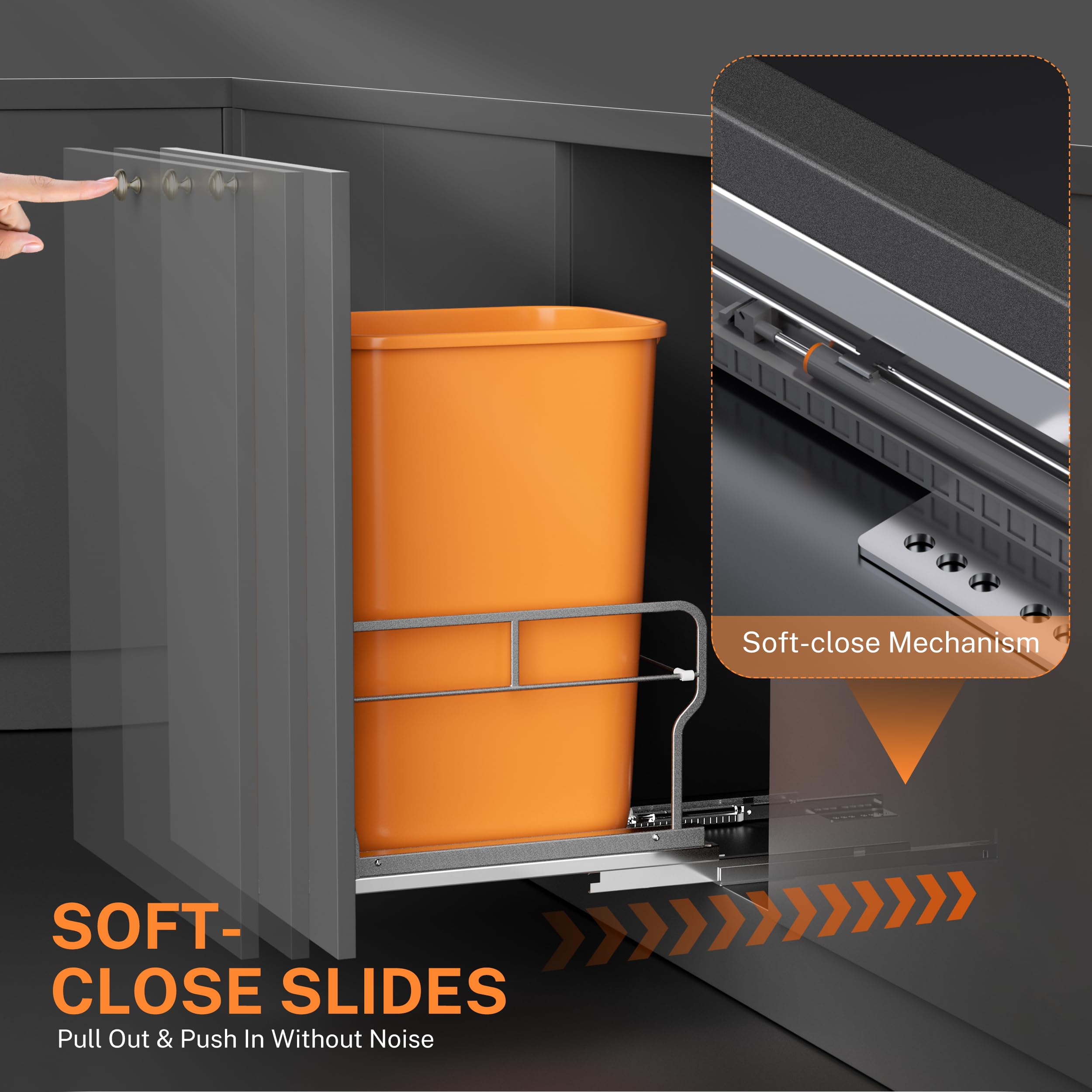 Yjhome Pull Out Trash Can Under Cabinet With Soft-Close Slides, Garbage Can Not Included, Cabinet Trash Can Pull Out Kit With Do