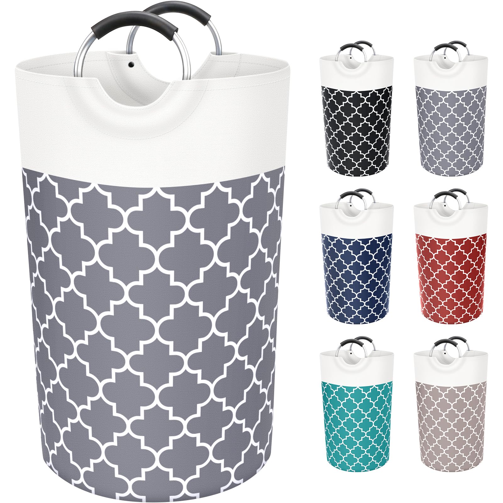 Fabspace Large Laundry Basket Laundry Hamper Bag Washing Bin Clothes Bag Collapsible Tall With Handles Waterproof Travel Bathroom College Essentials Storage For College Dorm  Family (Grey) 82L