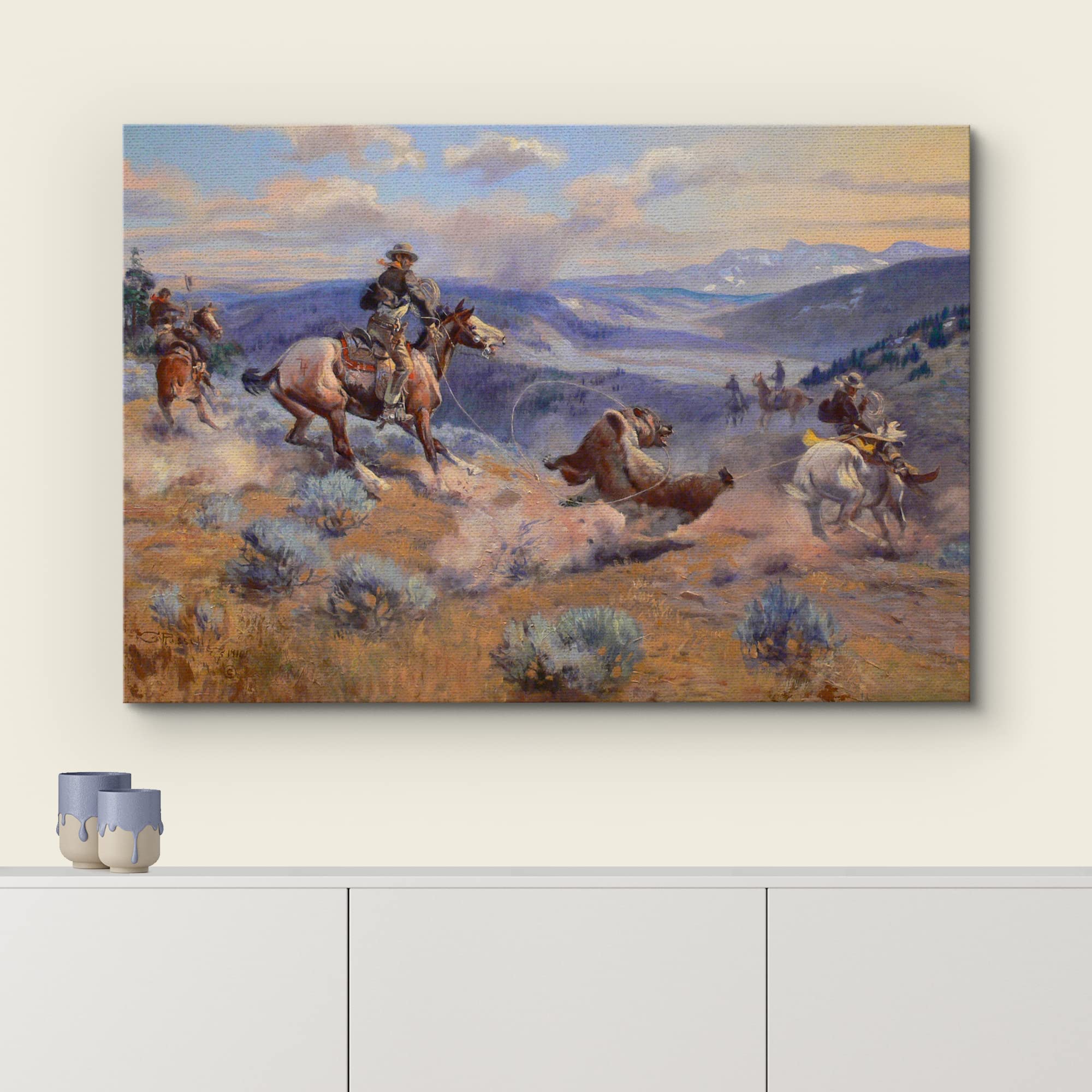 Wall26 Canvas Print Wall Art Swift Horses Are Surer Than Lead By Charles Russell Animals Wildlife Illustrations Realism Rustic S