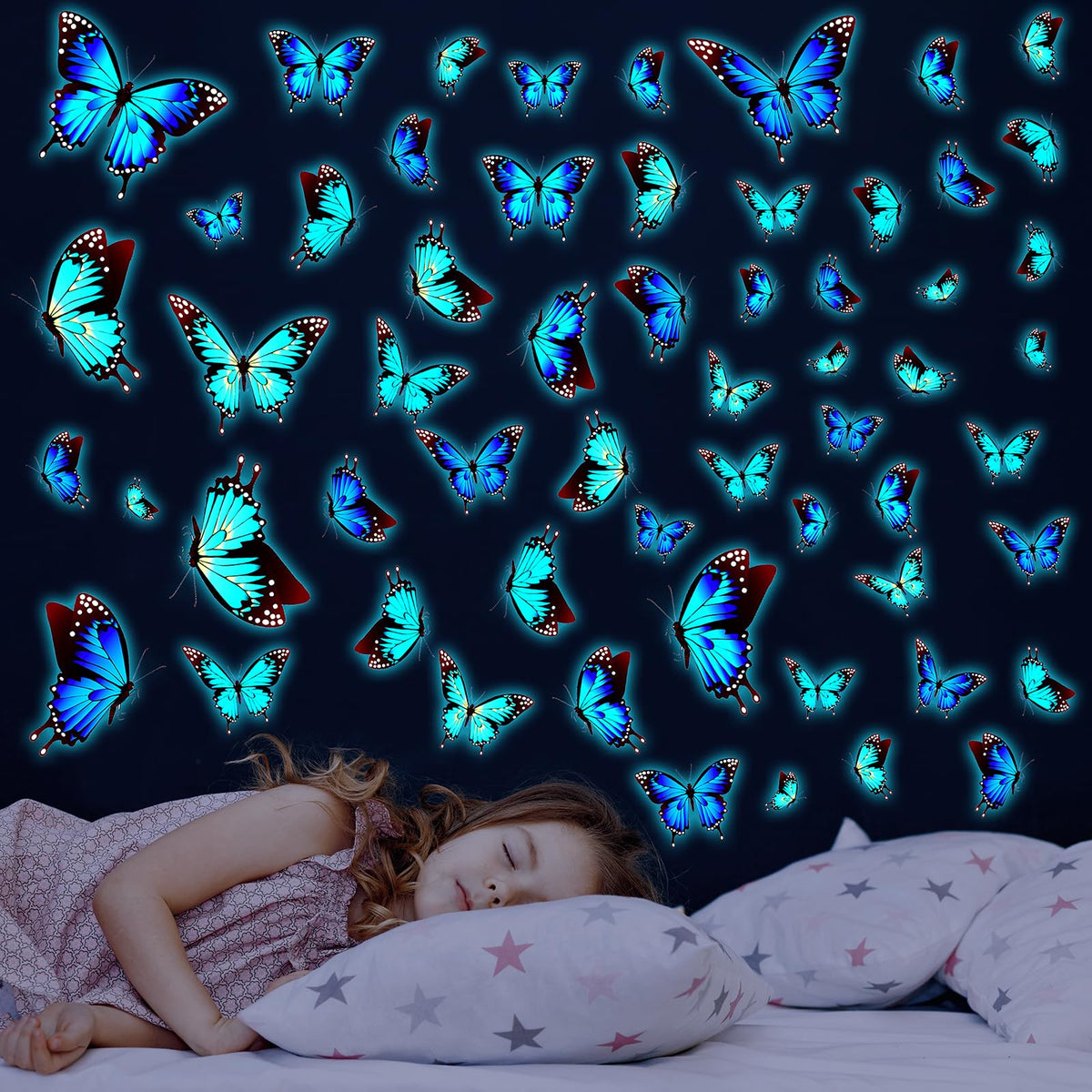 Glow In The Dark Butterfly Wall Decals Blue Luminous Butterfly Wall Stickers Wall Art Butterfly Decor Diy Wall Decals For Kids G