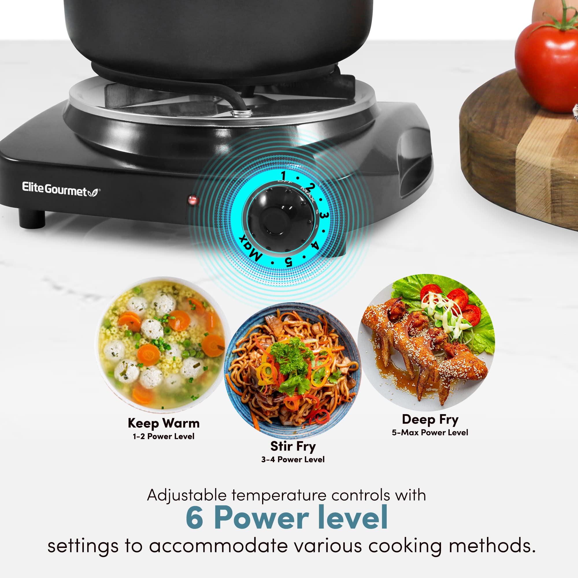 Elite Gourmet Esb301C Countertop Single Coiled Burner, 1100 Watts Electric Hot Plate, Temperature Controls, Power Indicator Ligh