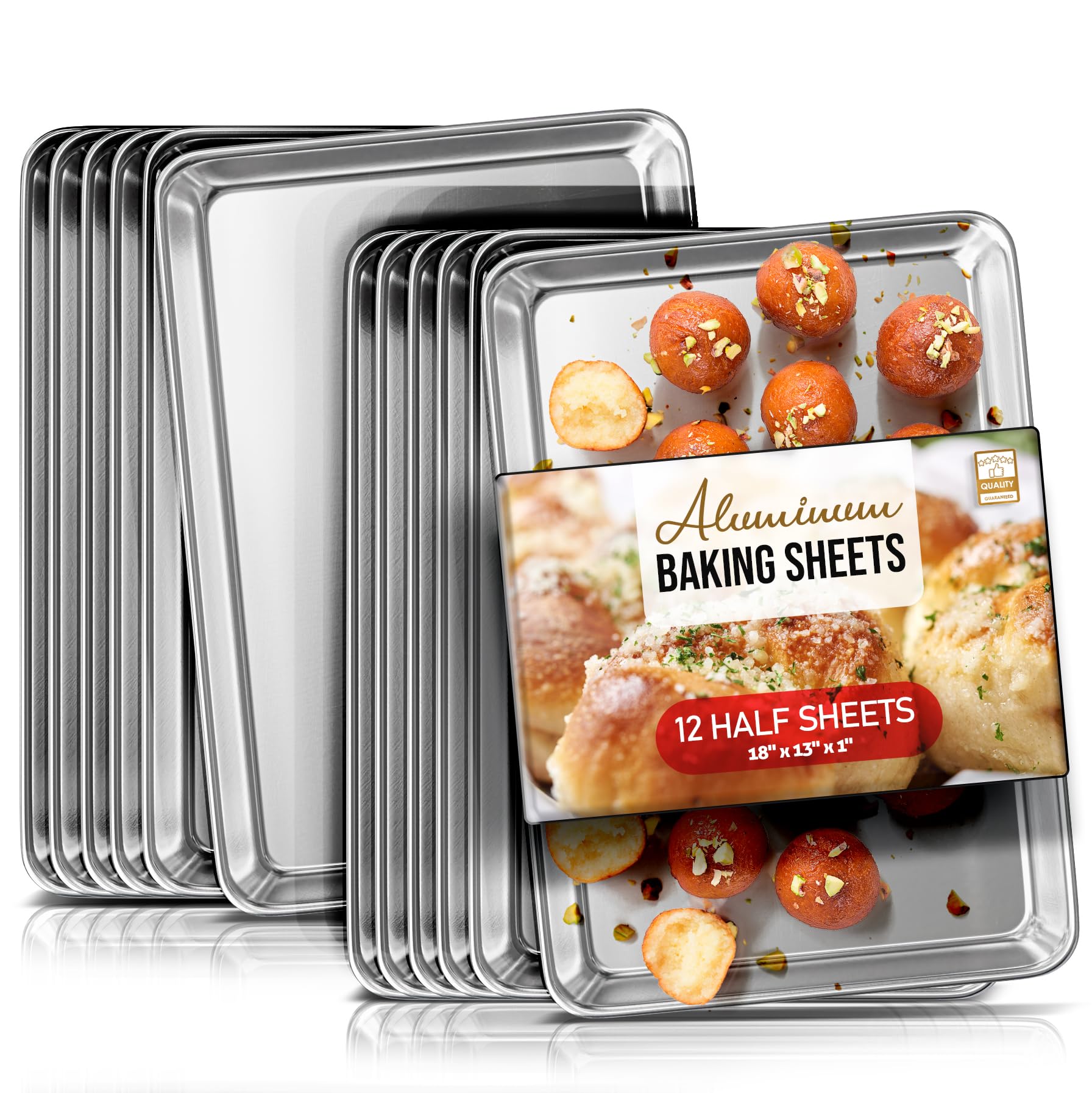 Eatex Aluminum Baking Sheet Set,12 Pack Cookie Sheet Set, 18    x 13    Steel Baking Pan Set, Quality Cookie Sheets for Baking N