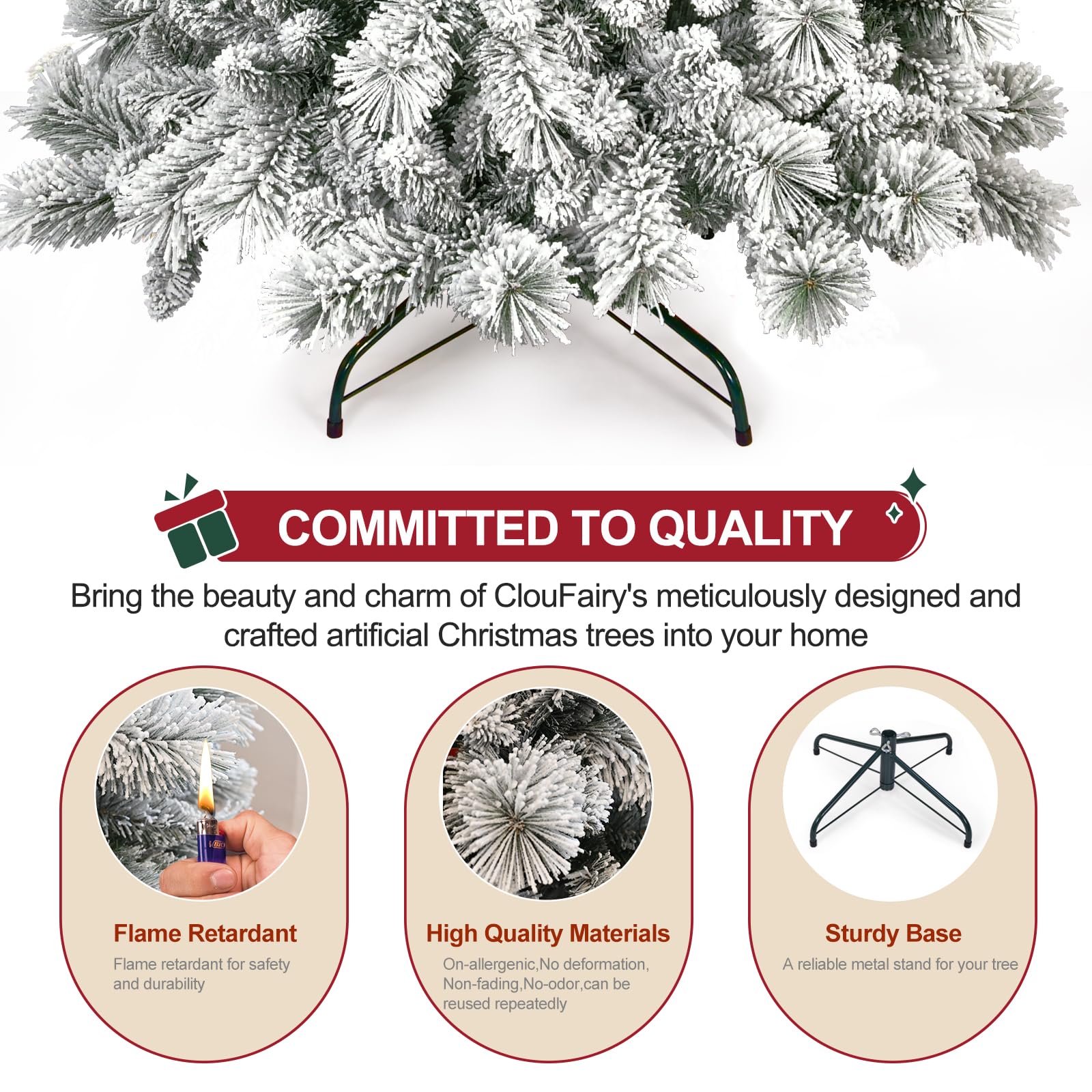 Flocked Christmas Tree 8ft, Christmas Tree -Full Christmas-Trees Snow Xmas Trees