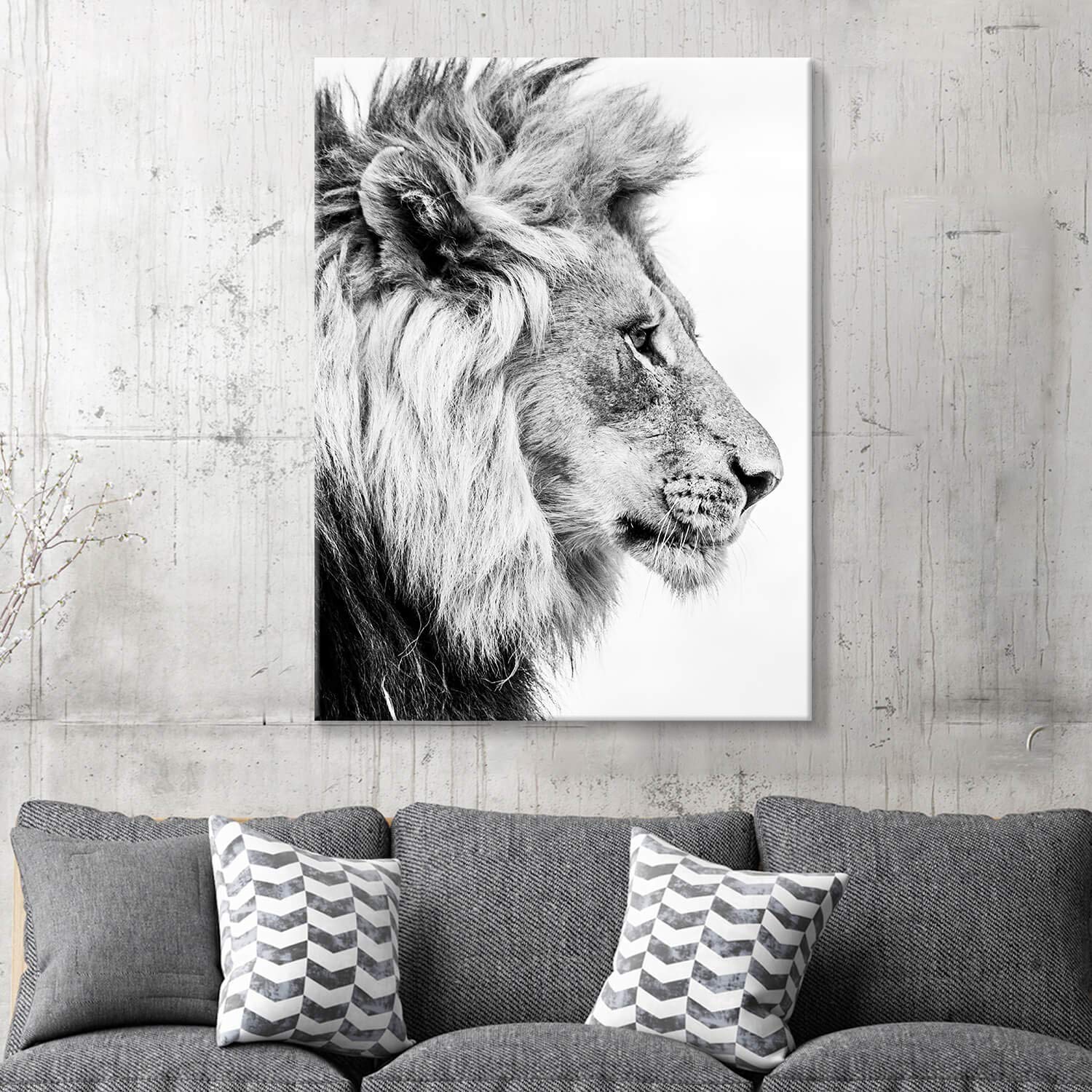 Hardy Gallery Lion Art Wall Decor Picture: Wildlife Portrait Graphic Artwork Print Painting On Wrapped Canvas (40''X30'')