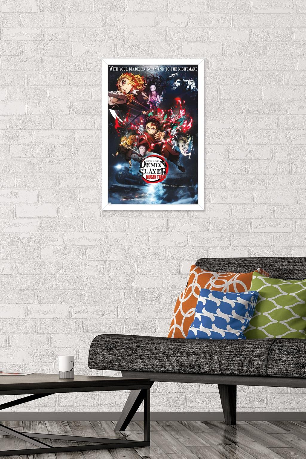 Trends International Demon Slayer: Mugen Train - Collage One Sheet Wall Poster, 14.725'' X 22.375'', White Framed Version
