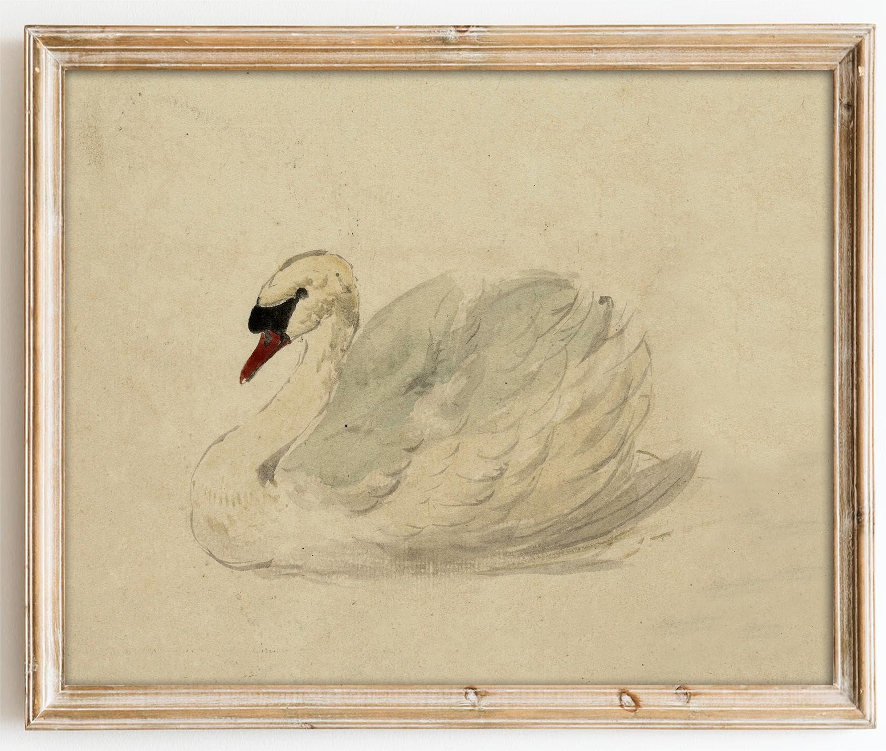 Kizbok Vintage Wall Art Decor Classical Swan Canvas Prints Farmhouse Wall Decor Rustic Watercolor Swan Vintage Art Pictures For