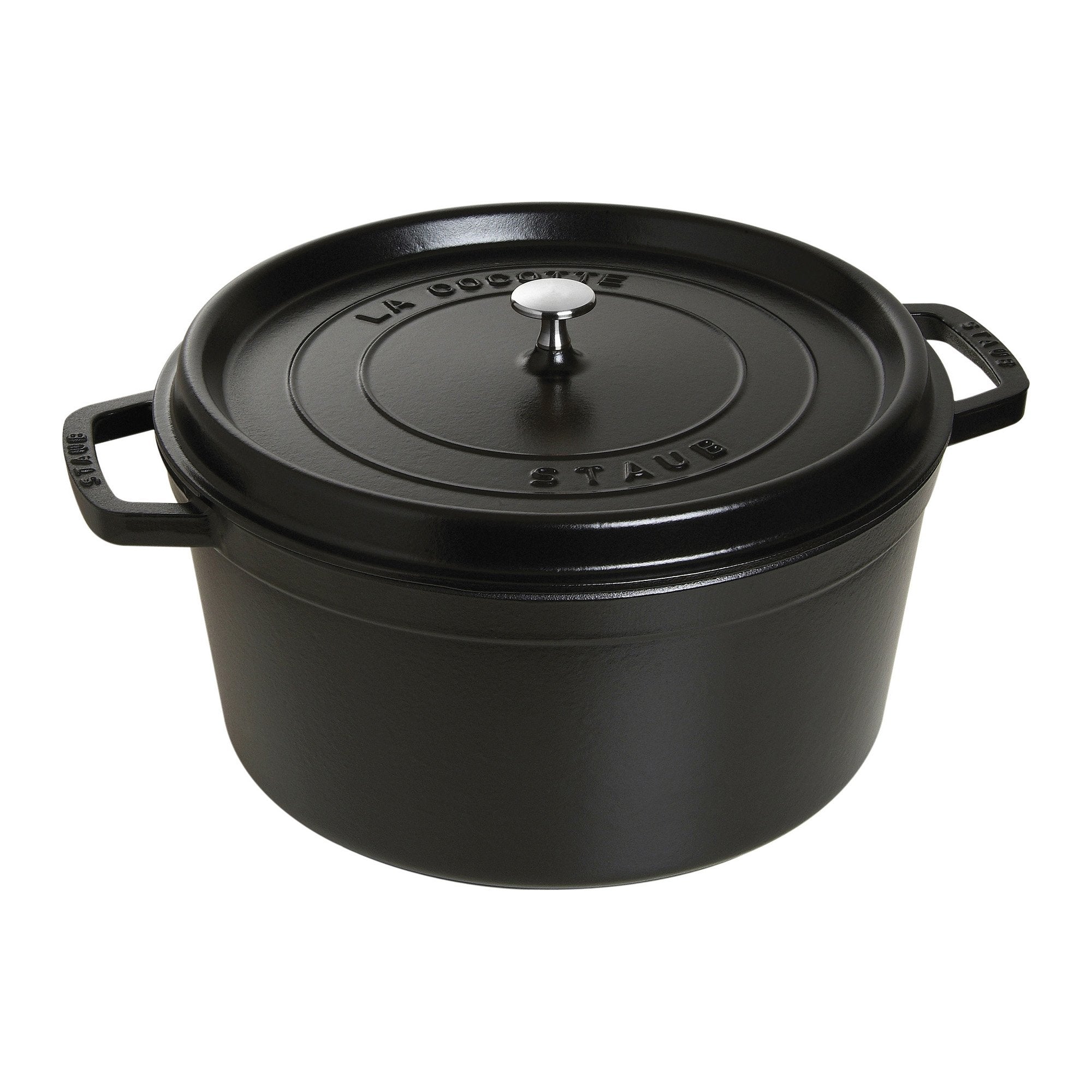 Staub Cast Iron 13.25-Qt Round Cocotte - Matte Black, Made In France