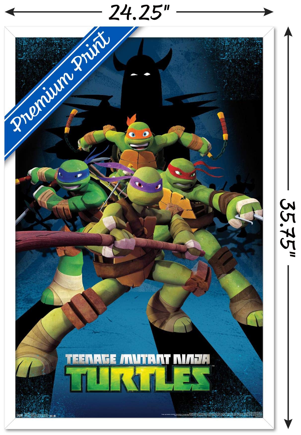 Trends International Nickelodeon Teenage Mutant Ninja Turtles - Assemble Wall Poster, 22.375'' X 34'', White Framed Version
