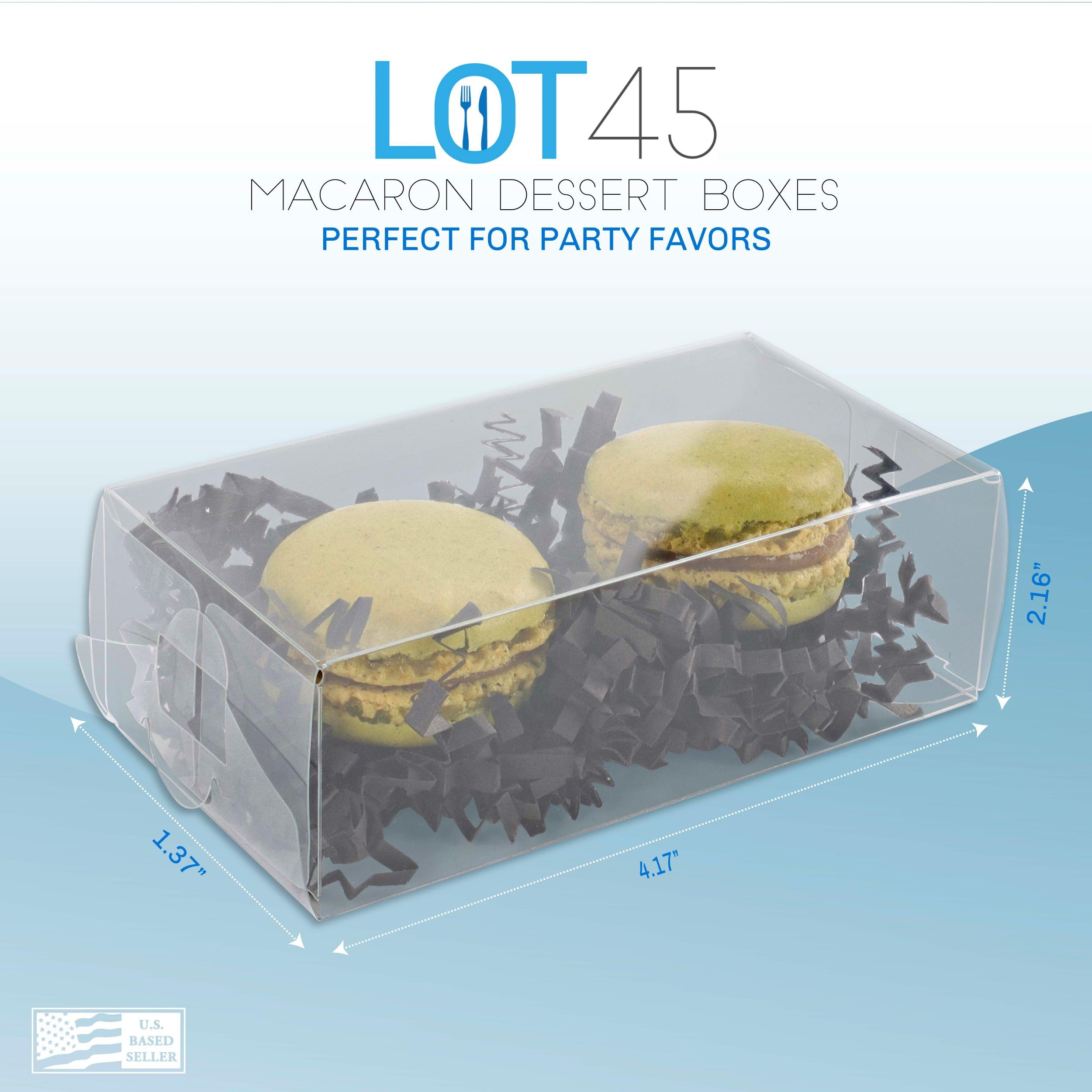 Lot45 Macaron Boxes For 2-100 Pack Of 4 X 2 X 1 Inch Clear Favor Boxes - Side By Side Macaron Box For Wedding Or Party Favors -