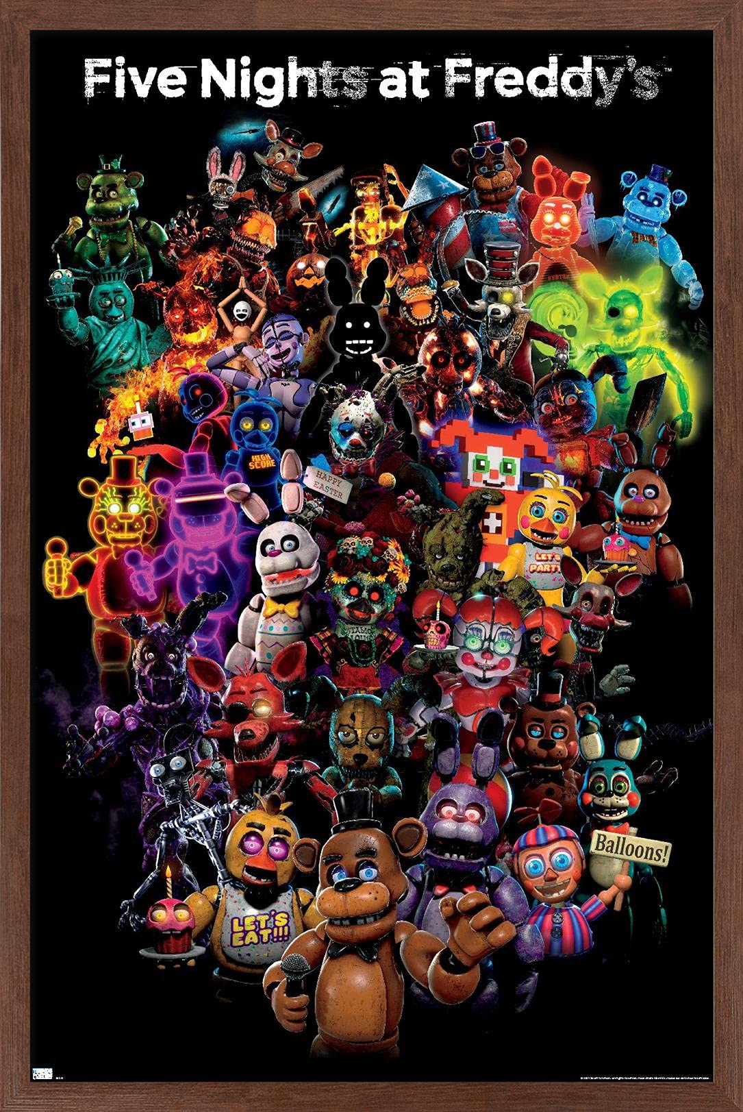 Trends International Five Nights At Freddy'S: Special Delivery - Collage Wall Poster, 14.72'' X 22.37'', Mahogany Framed Version