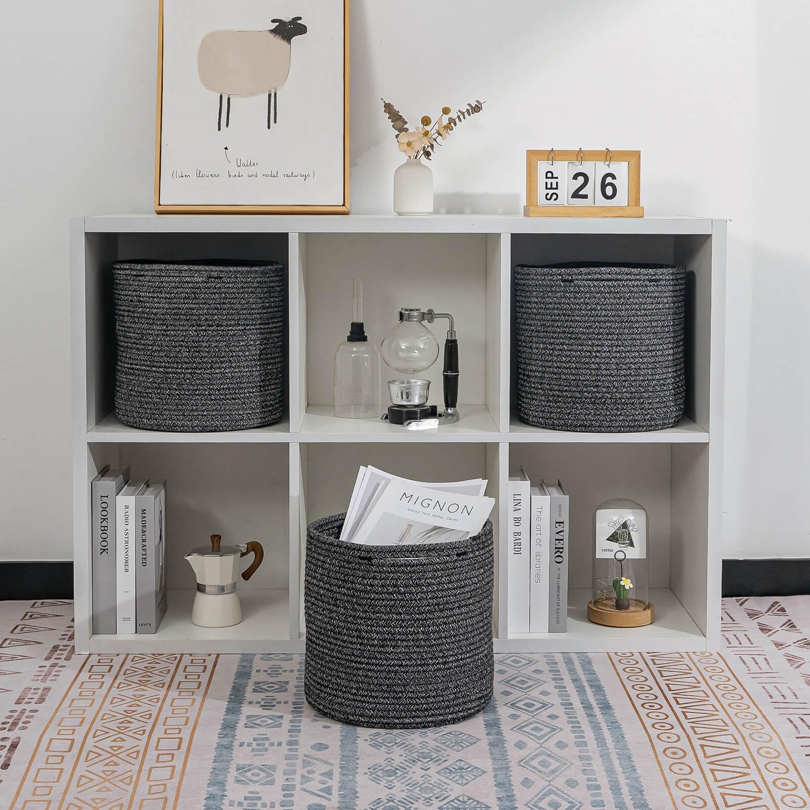Voten Storage Cubes Baskets Bins Organizer 11X11X11'' Fit 12X12''Cube Storage Organizer Bookcases Shelves,Roomy Cute Durable Wov