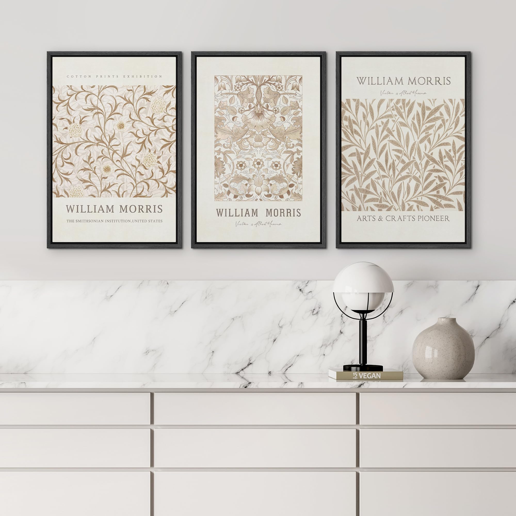 Wall26 Framed Canvas Print Wall Art Set William Style Cotton Prints Exhibition Illustrations Modern Art Decorative Floral Botani