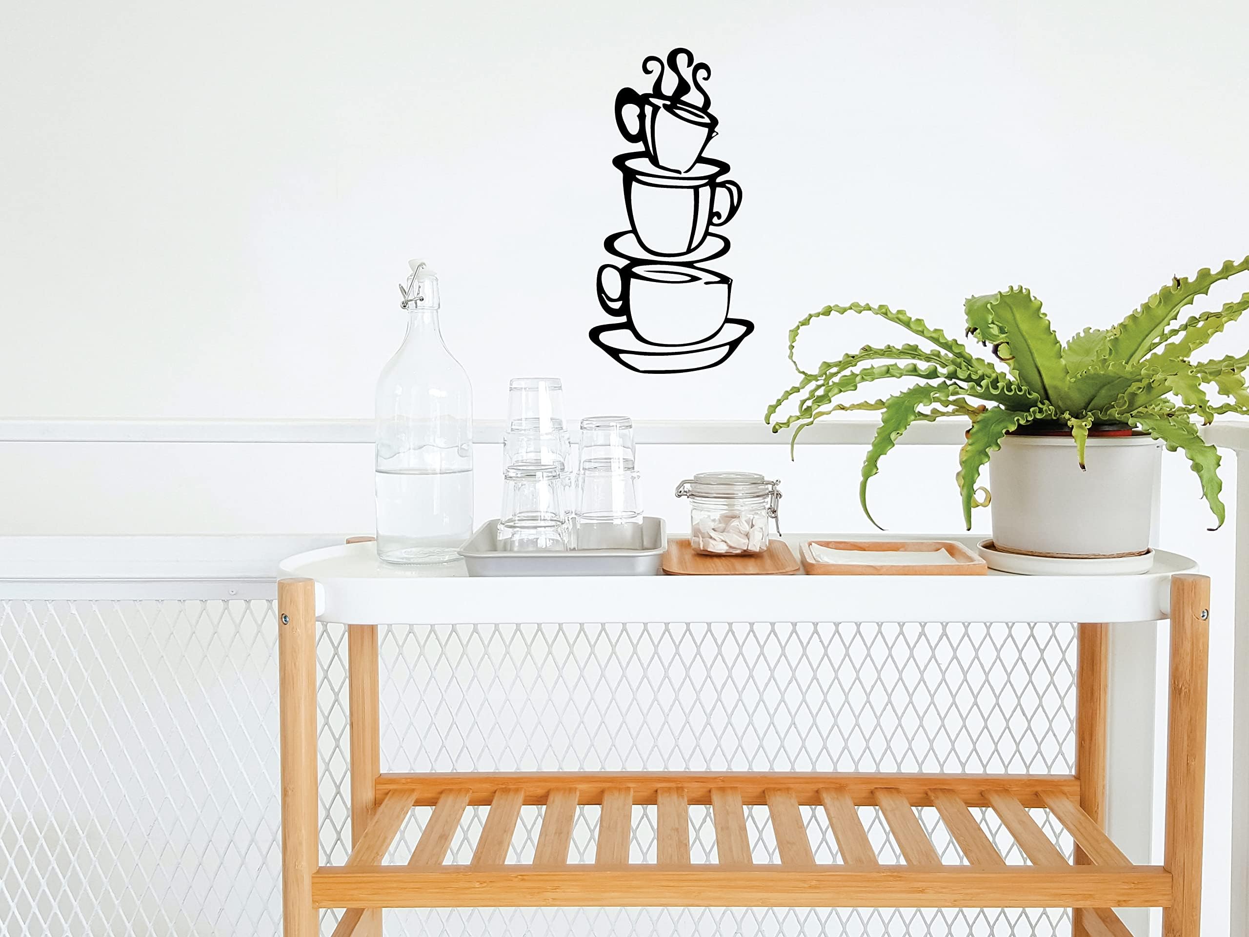 Coffee Cup Double Sided Visual Removable Wall Vinyl Sticker Decals Decor Art Bedroom Design Mural