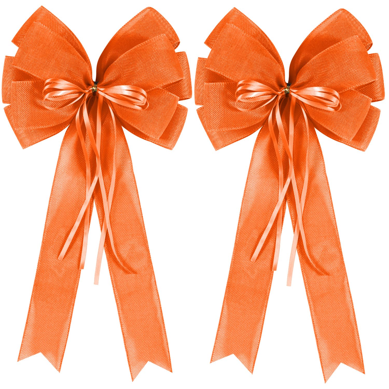 2 PCS Fall Bows for Wreaths Decor,Fall Tree Topper Bow Decorations,Decorative Bow with Orange Burlap and Glitter String for Autu