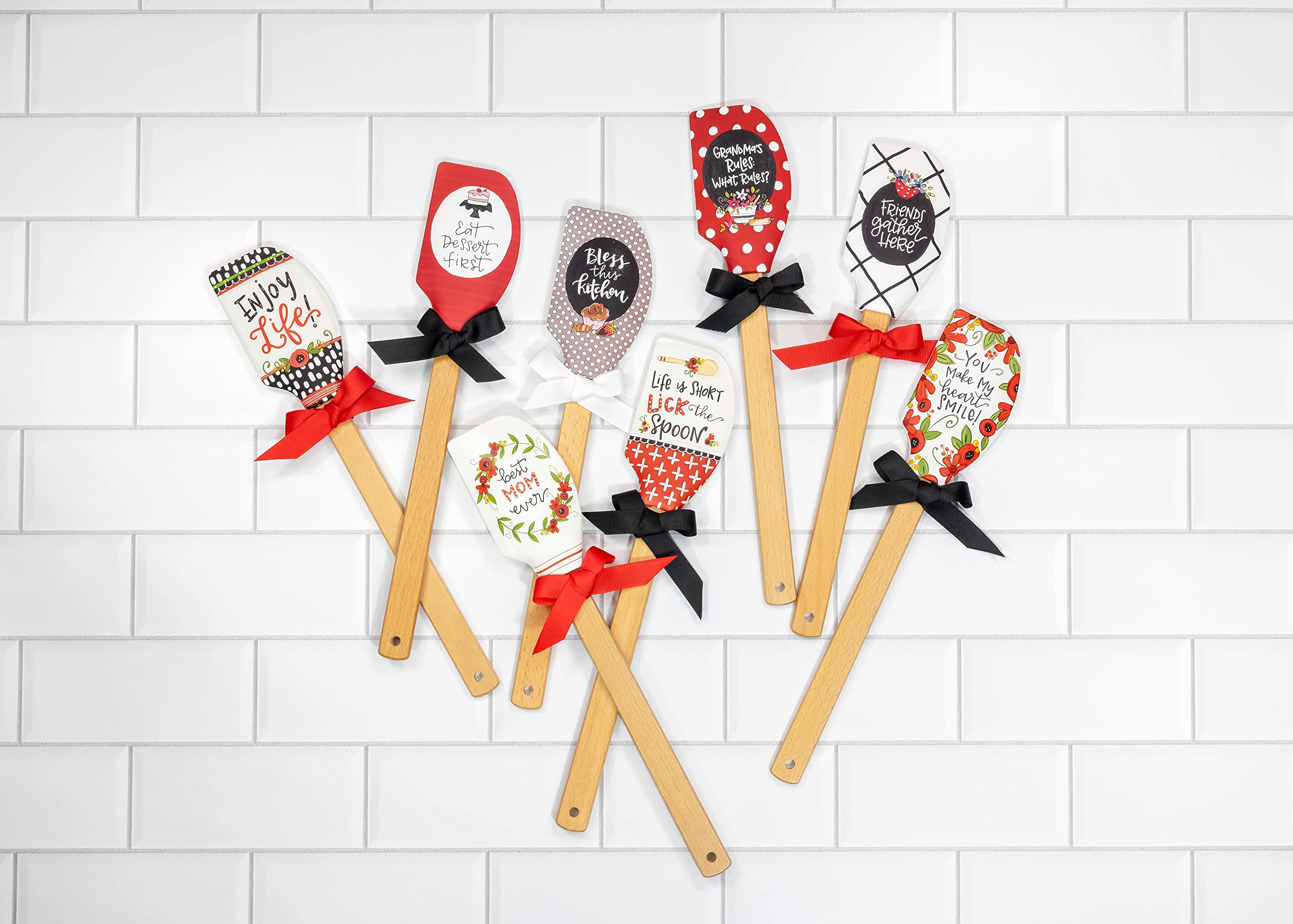 Shannon Road Gifts Classic Kitchen Dishwasher Safe Double-Sided Silicone Spatula, 12.5-Inches, Bless This Kitchen