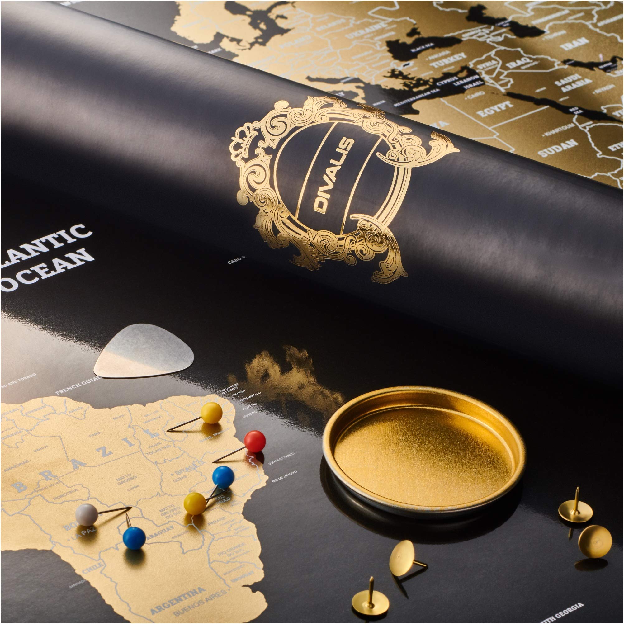 Scratch Off World Map - Extra Large - Black And Gold Scratchable World Map Poster - Best Travel World Map Gift - All Accessories