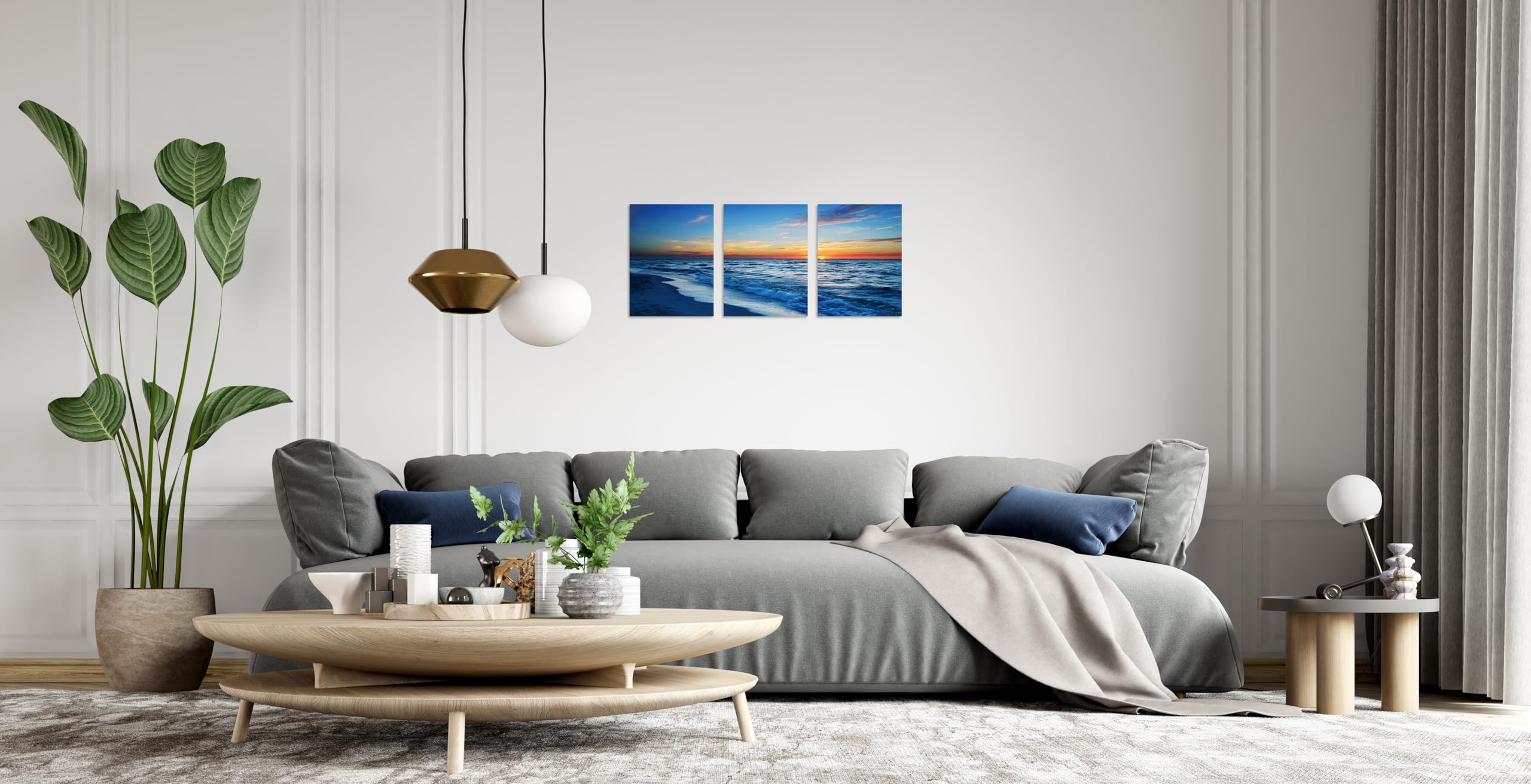 Tutubeer 3-Panel Beach Canvas Art - Sea Pictures For Wall Decor, Ready To Hang (12X16In X3)