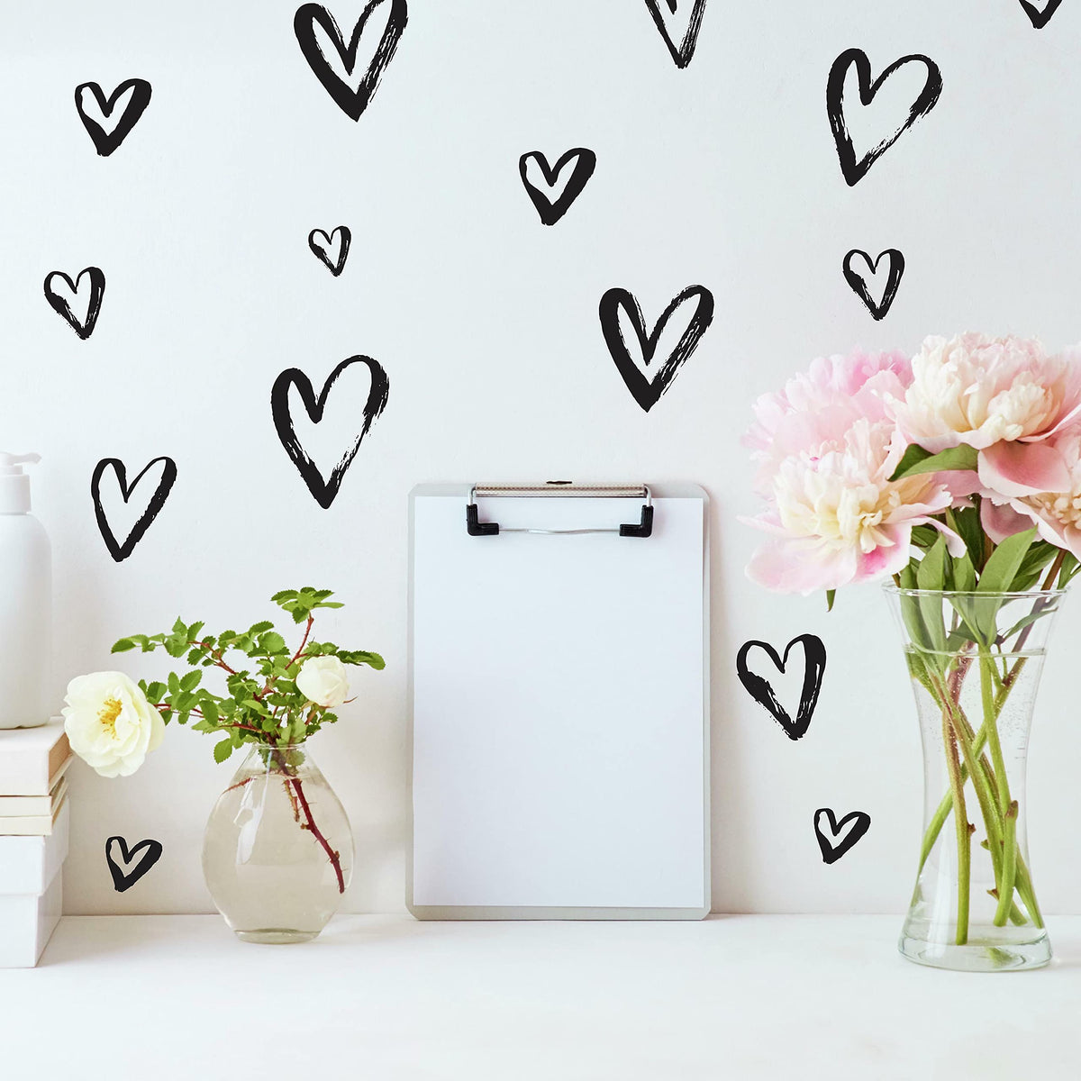 Roommates Rmk4884Scs Black Sketchy Hearts Peel And Stick Wall Decals
