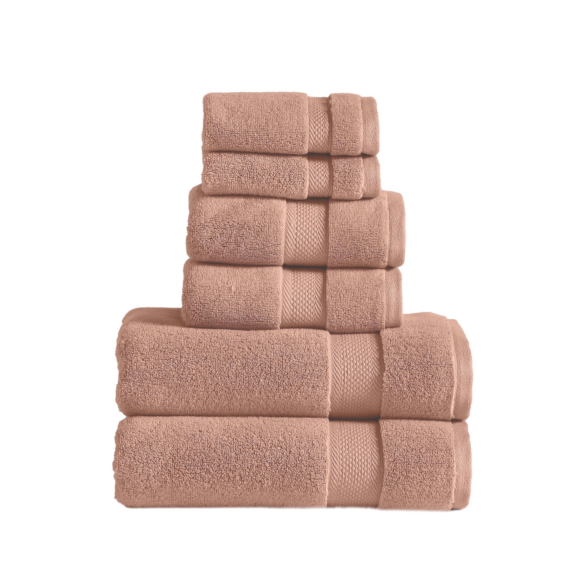 Modern Threads Luxury 6-Piece Quick-Dry Towel Set - Plush & Ultra-Absorbent For Spa-Like Experience, Clay
