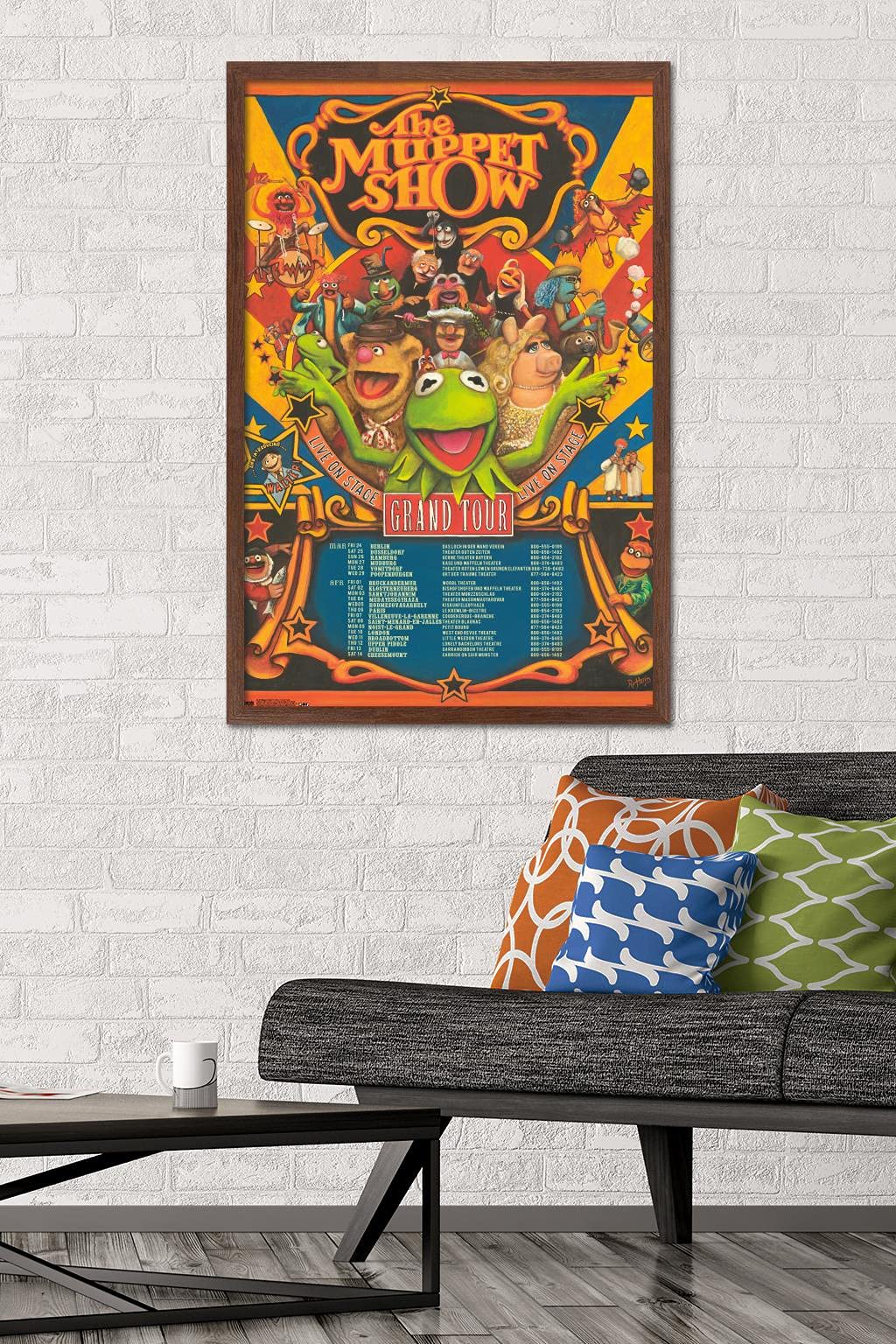 Trends International Disney The Muppets: Most Wanted - Grand Tour Wall Poster, 22.375'' X 34'', Mahogany Framed Version