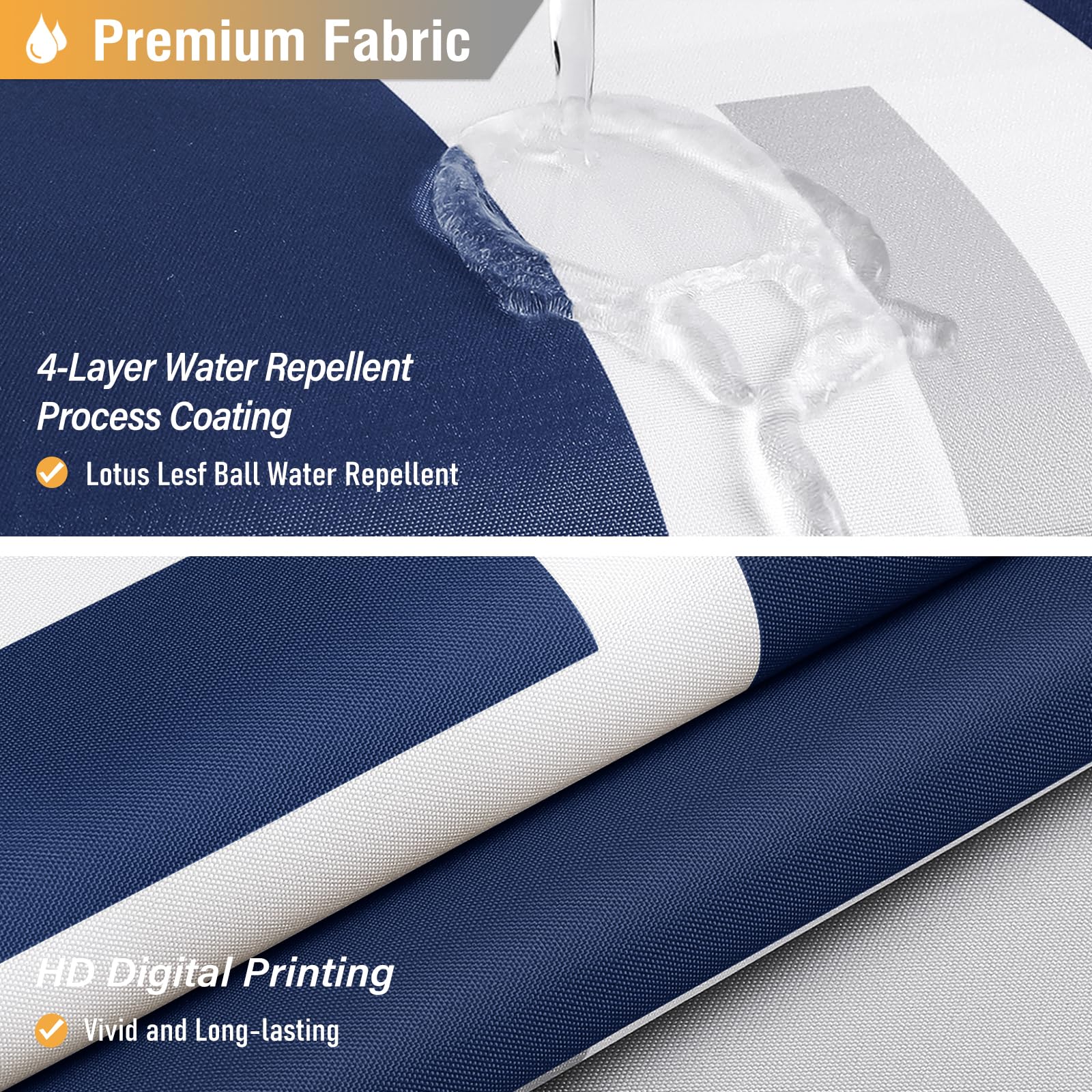 BTTN Long Fabric Shower Curtain  72x78 Inches Geometric Waterproof Cloth Shower Curtain Set with 12 Hooks  Tall Hotel Spa Modern Neutral Decorative Polyester Shower Curtains for Bathroom  Navy Blue