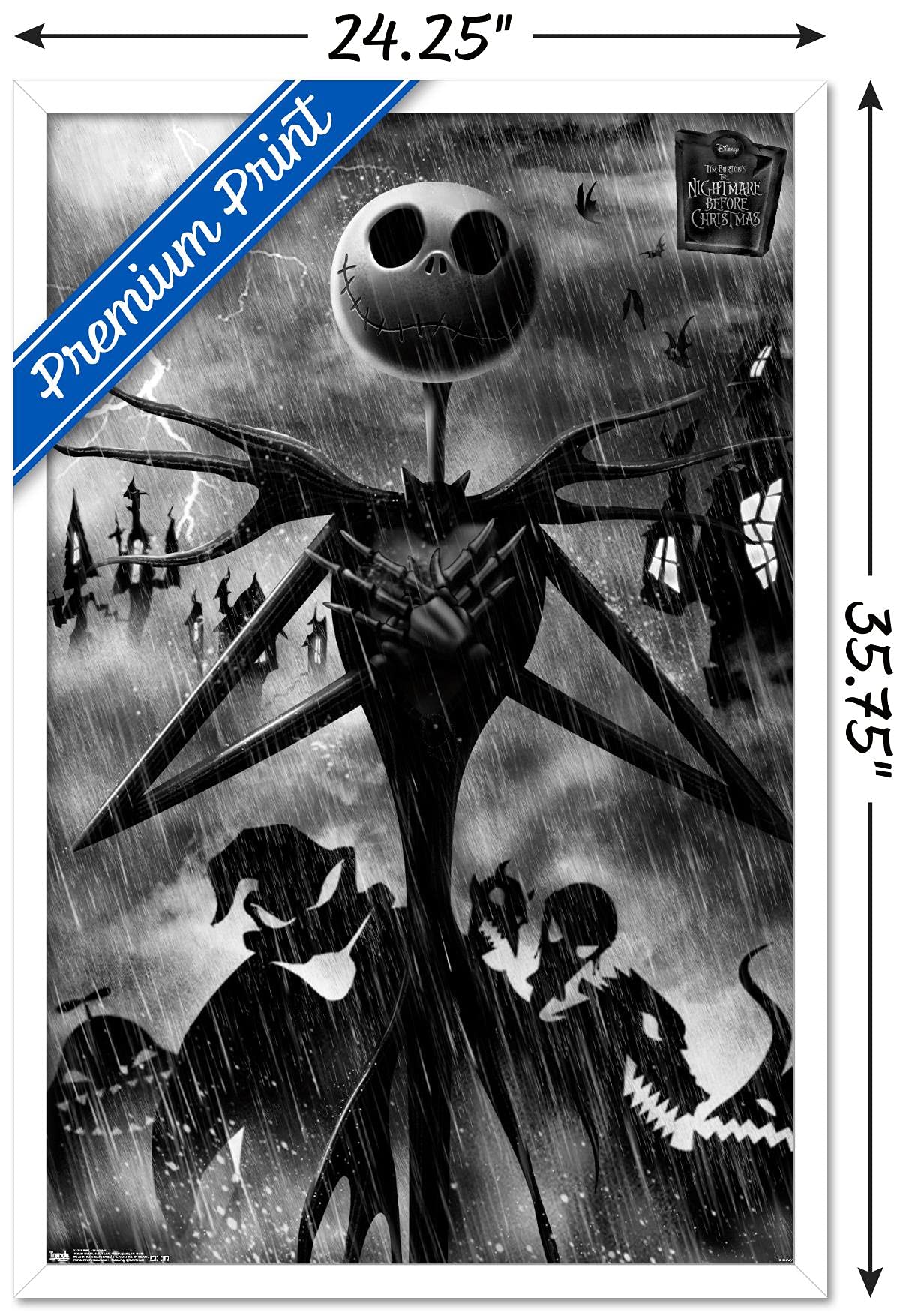 Trends International Disney Tim Burton'S The Nightmare Before Christmas-Shadows Wall Poster, 22.375'' X 34'', White Framed Versi