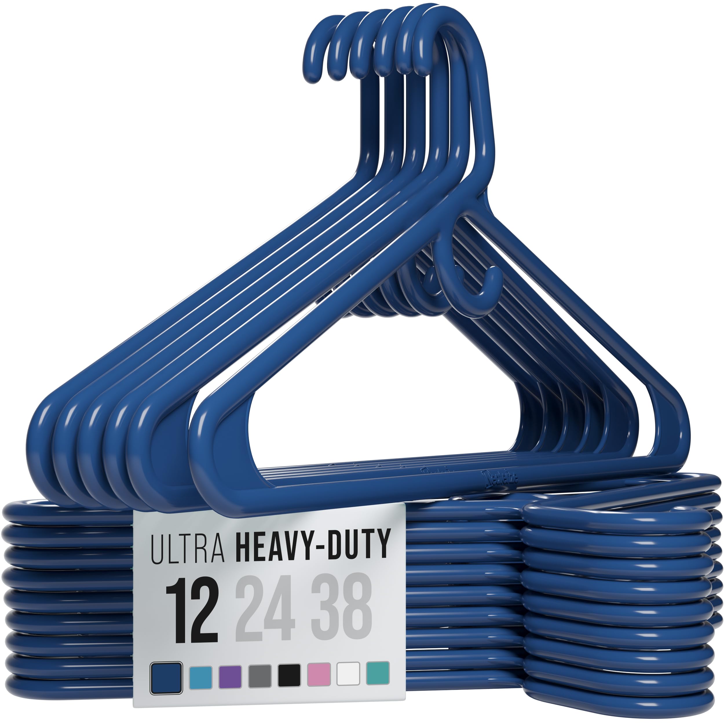 Ultra Heavy Duty Plastic Clothes Hangers - Navy - Durable Coat, Suit And Clothes Hanger. Perchas De Ropa (12 Pack - Navy)