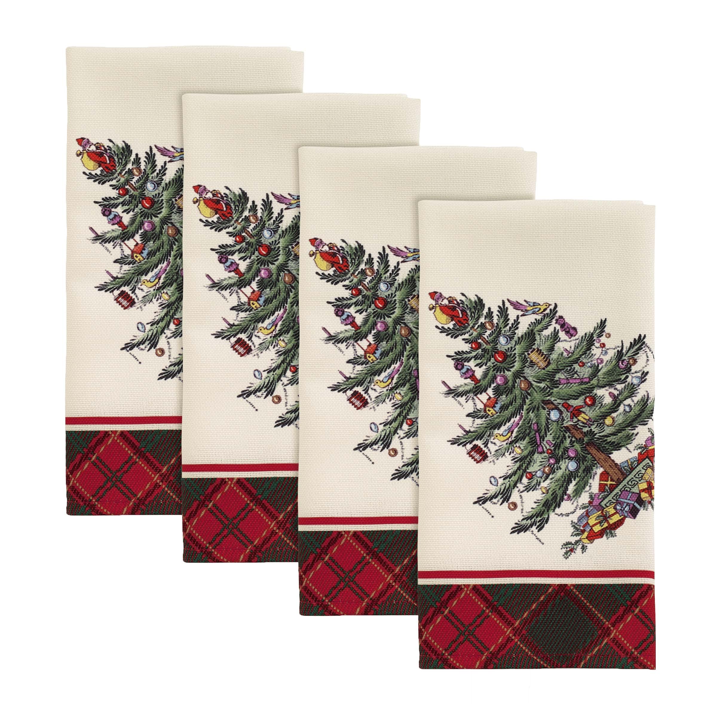 Spode - Napkin Set, Holiday Home Decor, Set Of 4 (Spode Christmas Tree Tartan Collection)