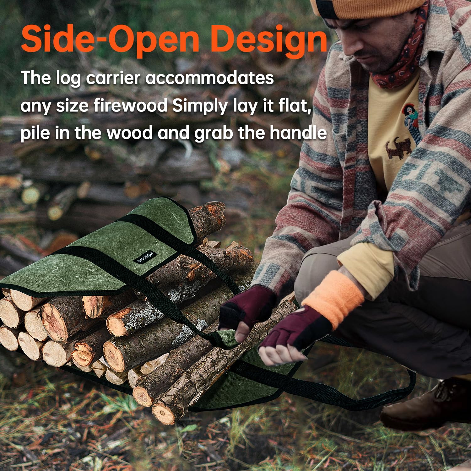 Infinicare Firewood Carriers With Handles - Heavy Duty Canvas Firewood Bag With Handles - Durable Wood Carrier For Firewood, Sui