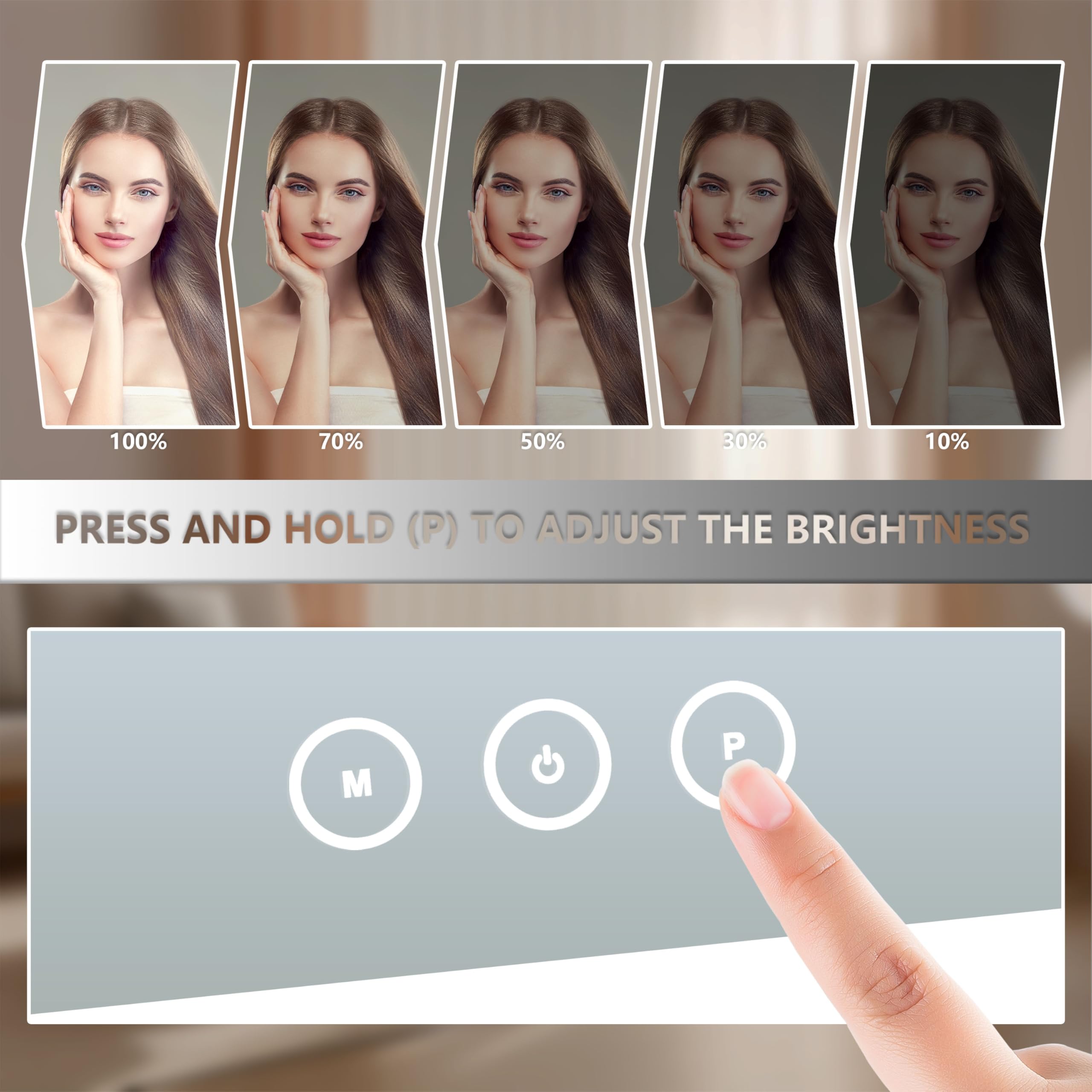 Acoolda Vanity Mirror with Lights  Makeup Mirror with Lights Three Color Lighting Modes  Dimmable Touch Screen  Detachable 10X Magnifying Mirror  360Free Rotation White