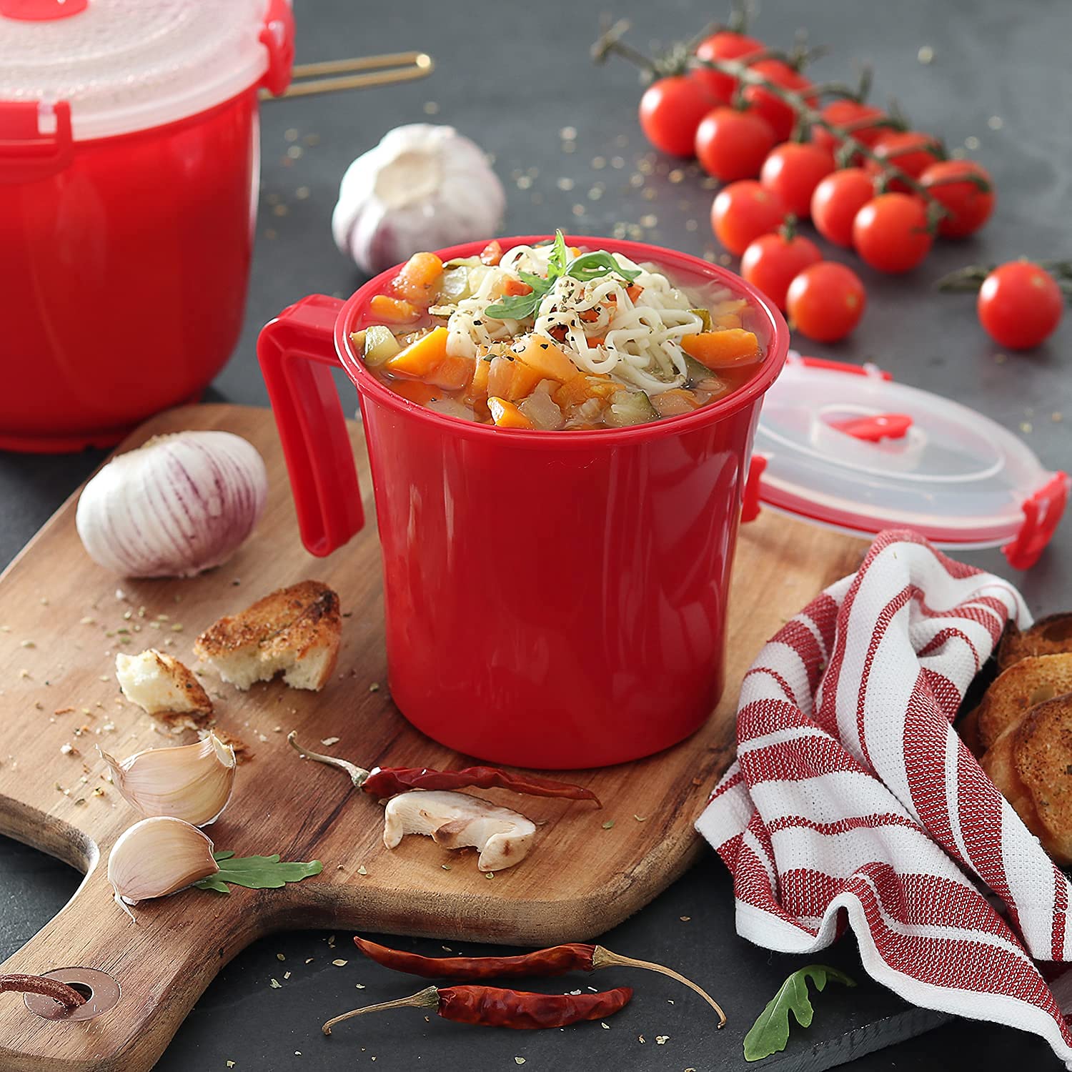 Tafura Microwave Soup Mug With Lid And Handle. [Pack Of 2] Microwavable Oatmeal Cereal Cup With Cover. Christmas Mug With Lid. S