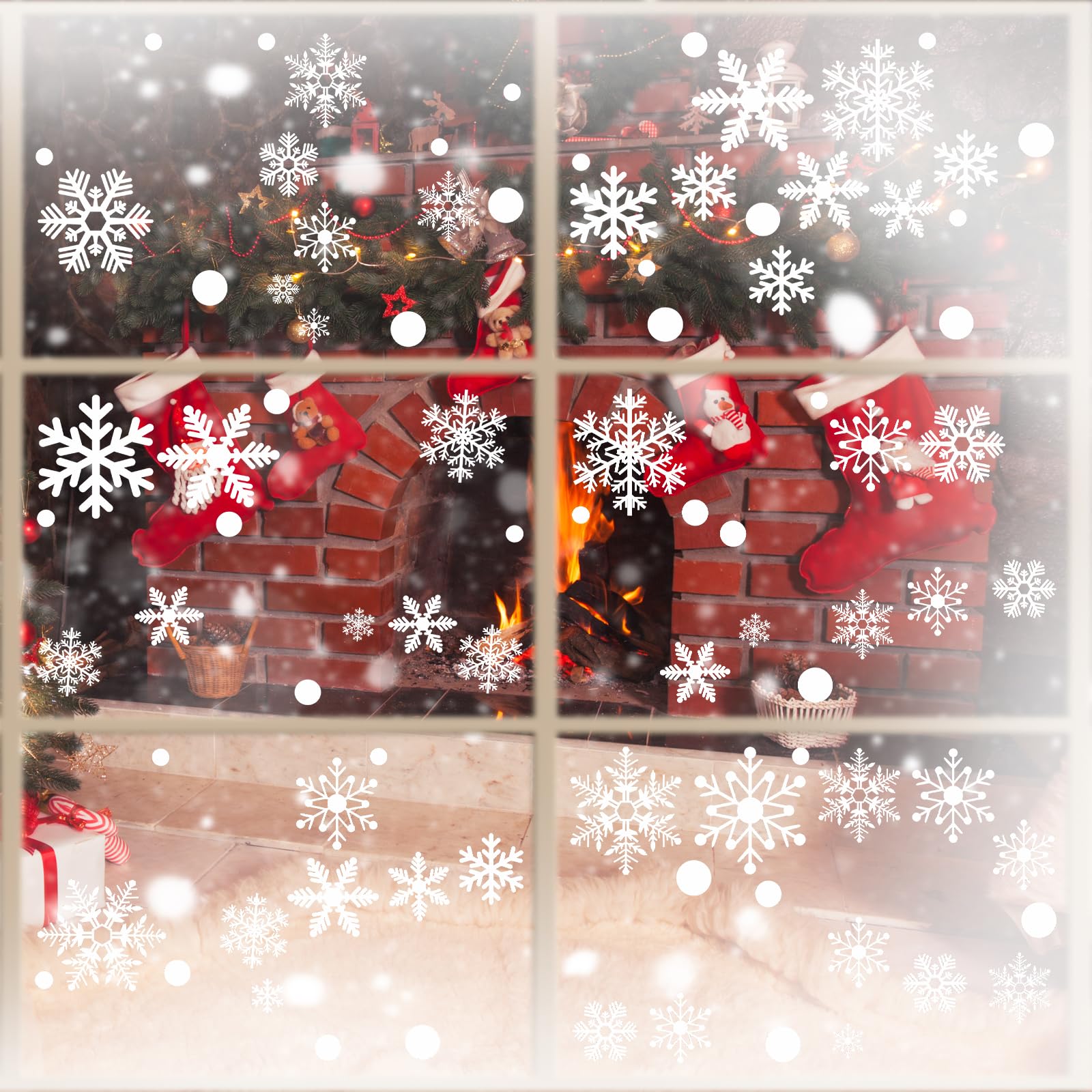 Afmivs 321PCS Snowflake Window Clings for Glass Windows, 9 Sheets Christmas Window Clings for Glass Windows, Winter Window Cling