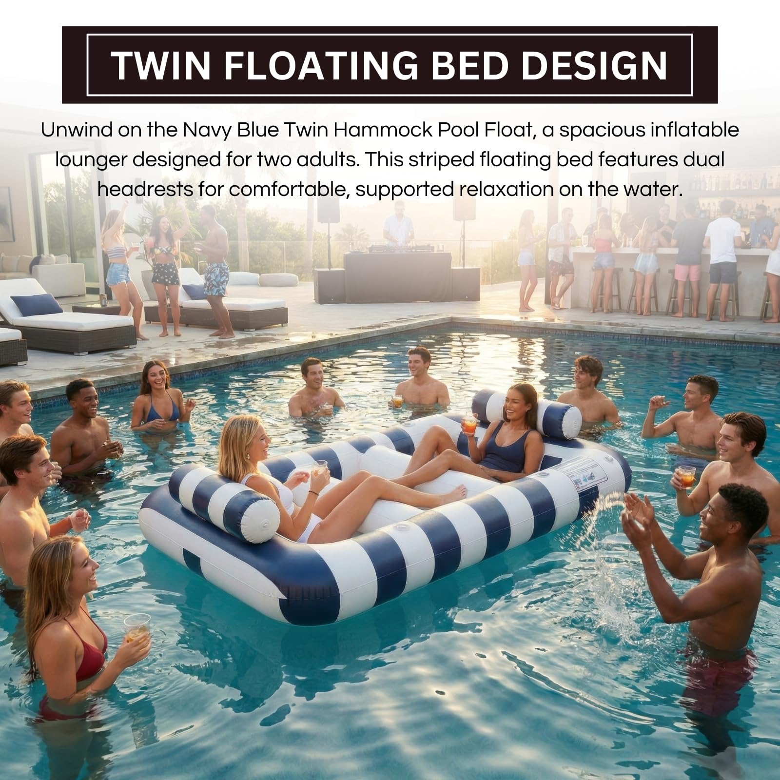 Navy Blue Twin Hammock Pool Float