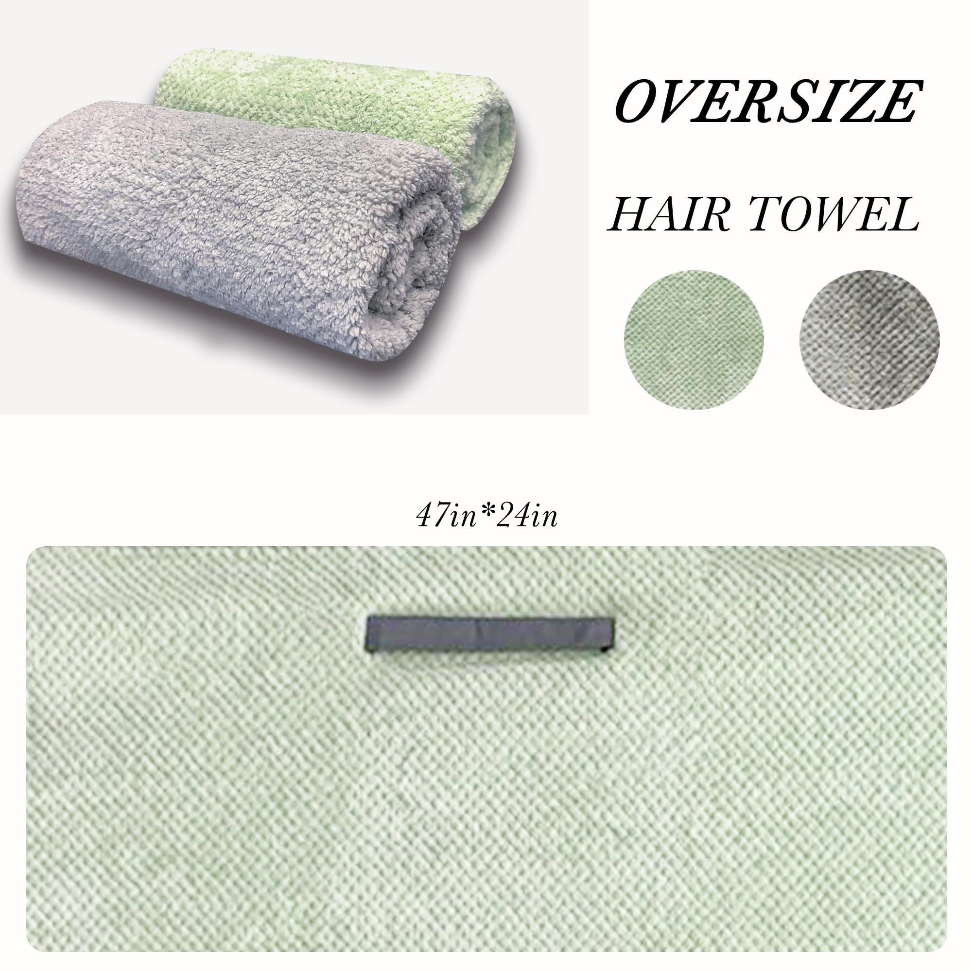 Simnice 2 Pack Extra Microfiber Hair Towel Wrap for Women,Super Soft Anti Frizz Hair Wrap Towels with Elastic Band for All Hairs