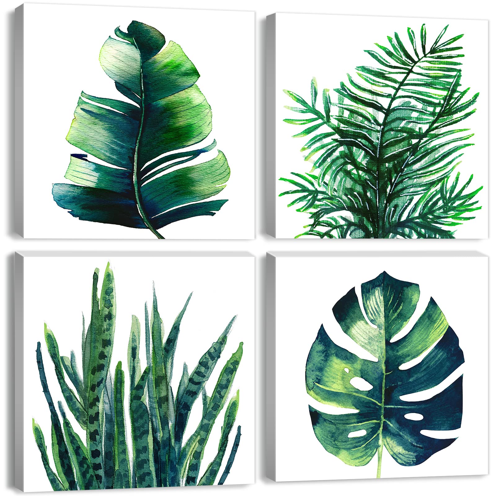 Boho Tropical Wall Art Bathroom Decor Green Plant Pictures Wall Decor For Living Room Minimalist Botanical Leaf Canvas Artworks