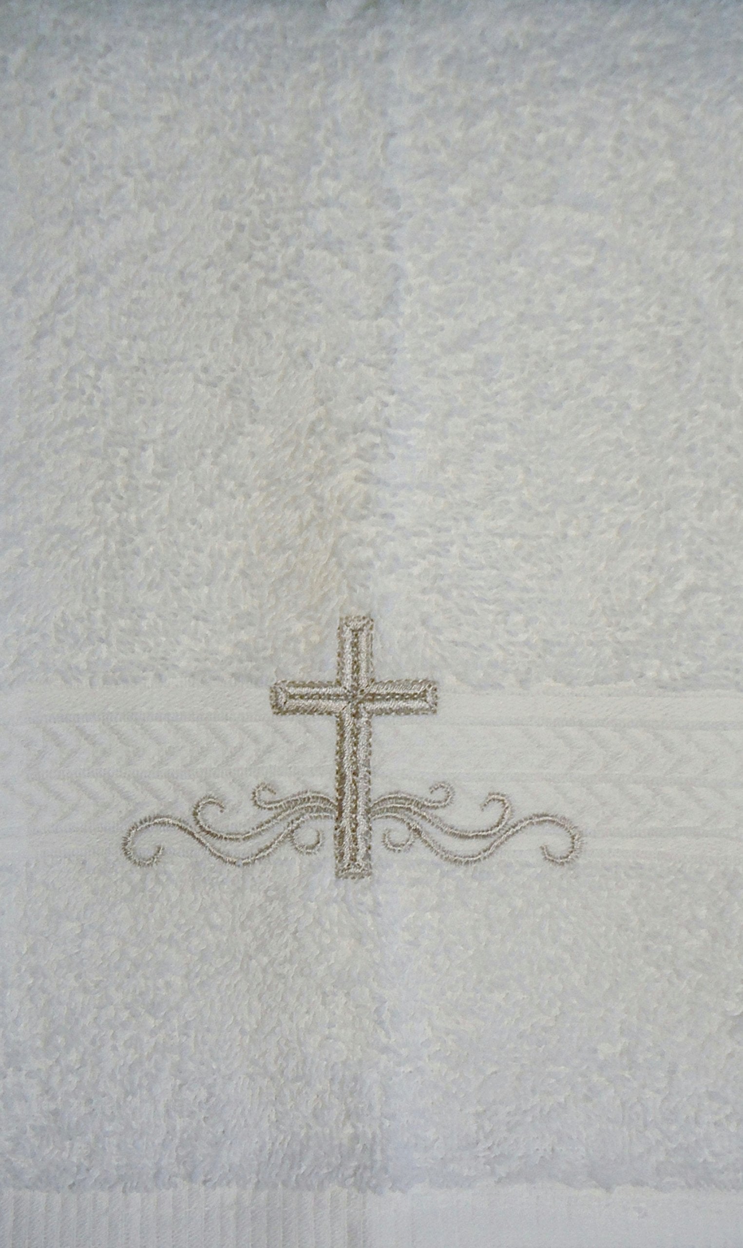 Integrity Designs Baby Baptism Hand Towel With Cross Embroidery