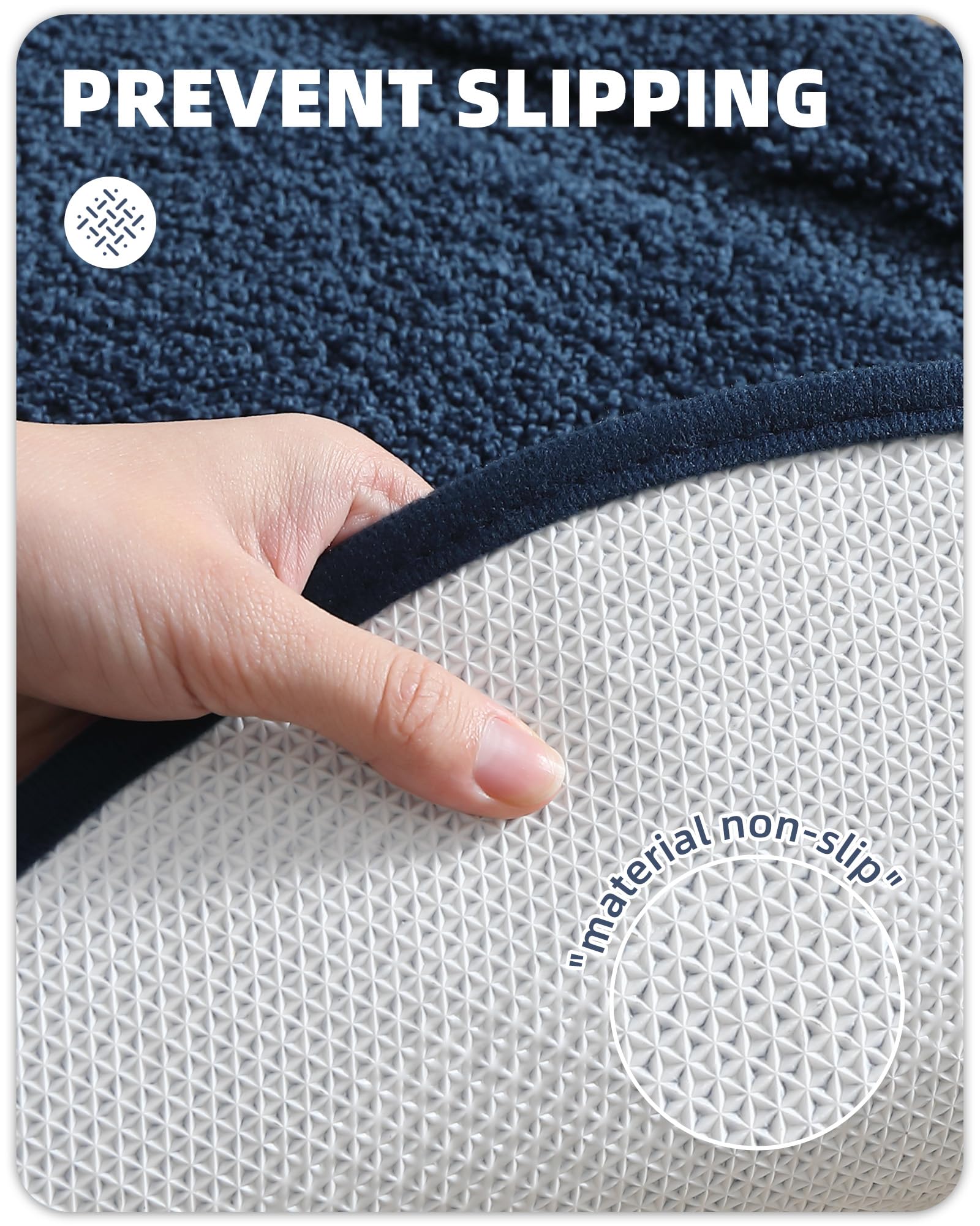 Color&Geometry Blue Bathroom Rugs, Non Slip, Absorbent, Soft, Washable, Thick Bath Mat, 16''X24'' Small Bath Rug Bath Mats For B